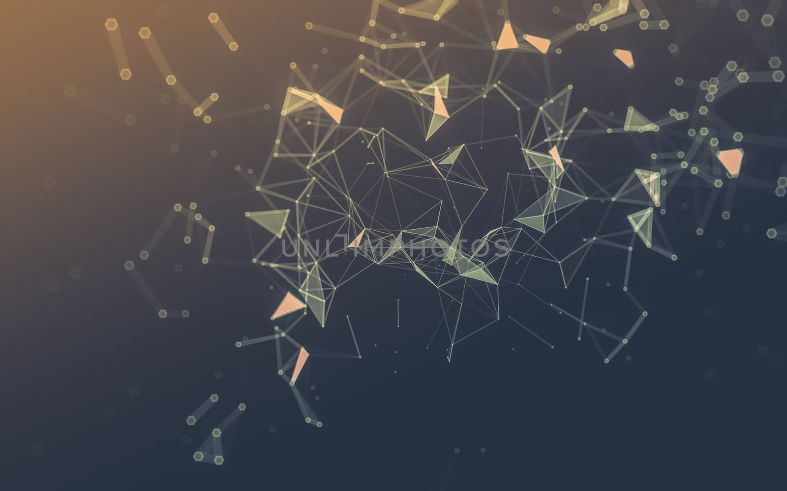 Abstract polygonal space low poly dark background with connecting dots and lines. Connection structure. 3d rendering