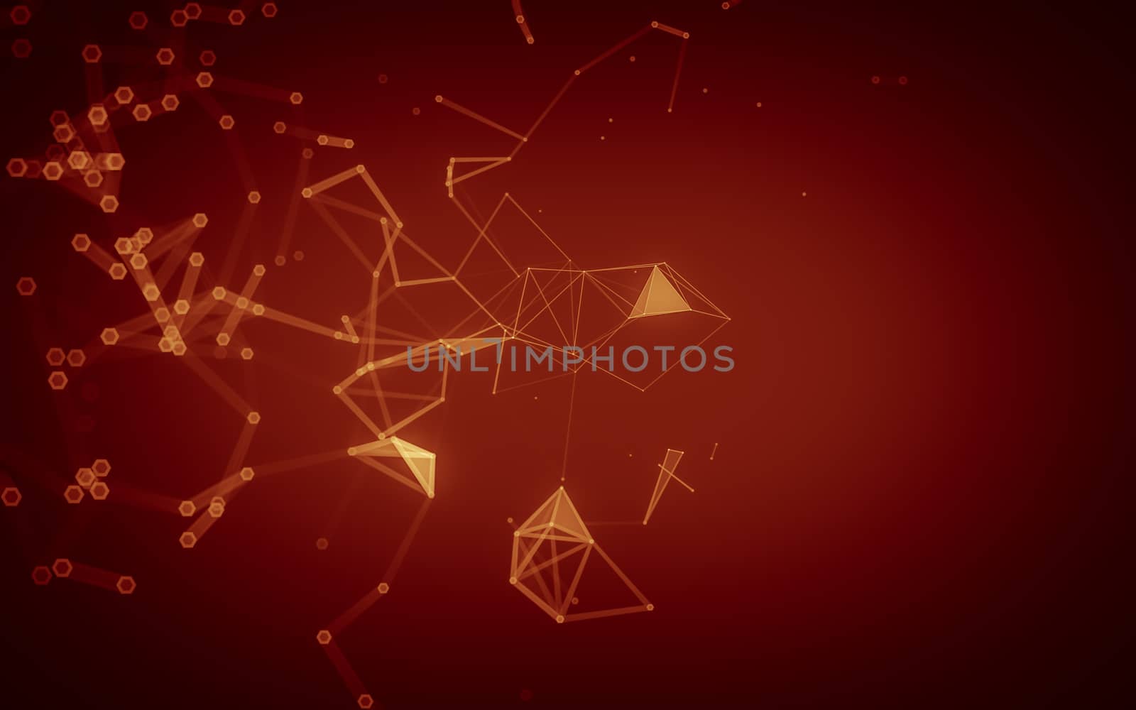 Abstract polygonal space low poly dark background, 3d rendering by teerawit