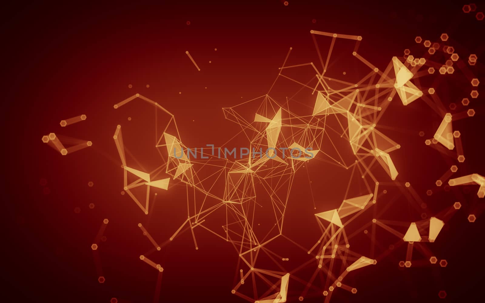 Abstract polygonal space low poly dark background, 3d rendering by teerawit