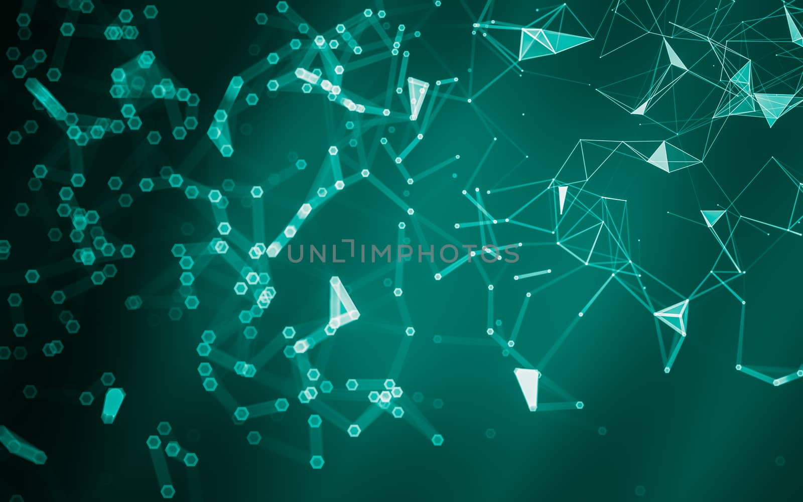 Abstract polygonal space low poly dark background with connecting dots and lines. Connection structure. 3d rendering