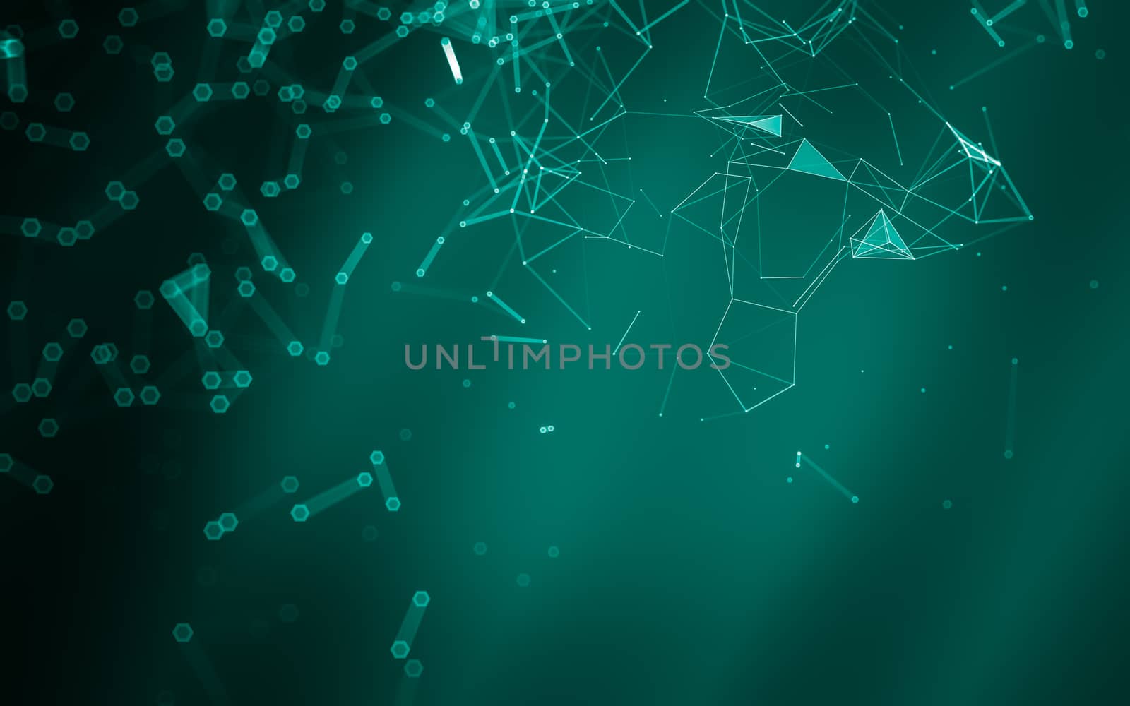 Abstract polygonal space low poly dark background, 3d rendering by teerawit