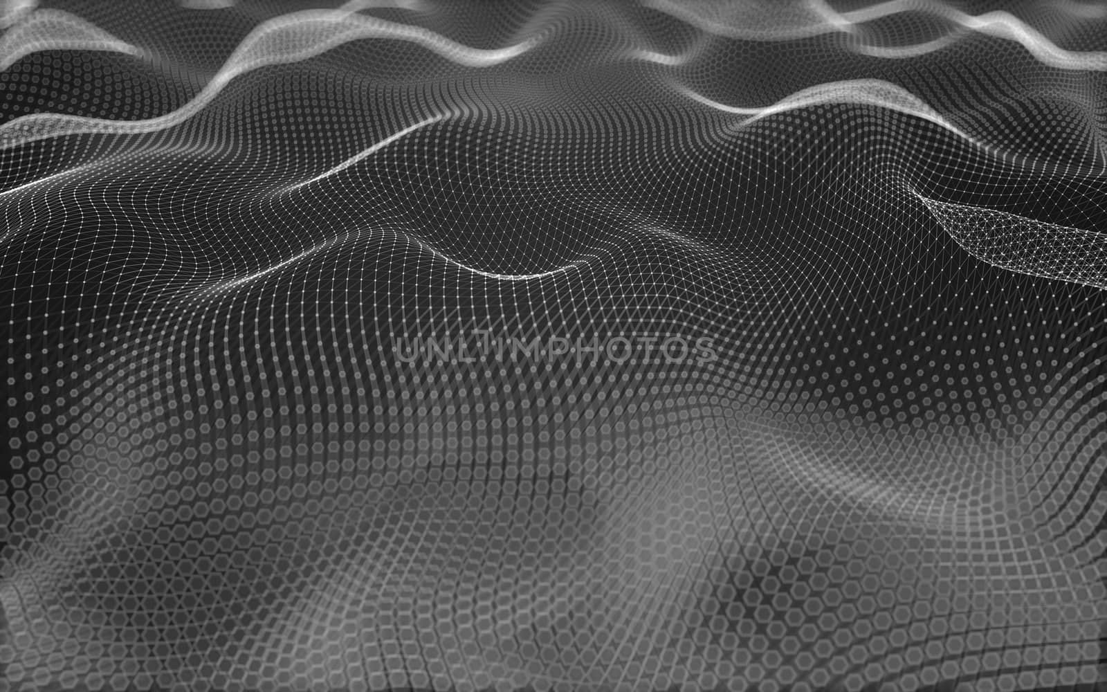 Abstract polygonal space low poly dark background with connecting dots and lines. Connection structure. 3d rendering