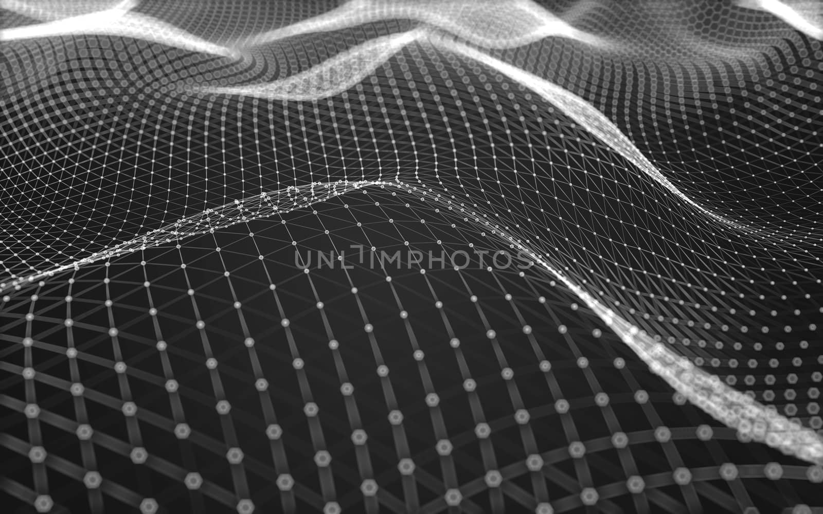 Abstract polygonal space low poly dark background, 3d rendering by teerawit