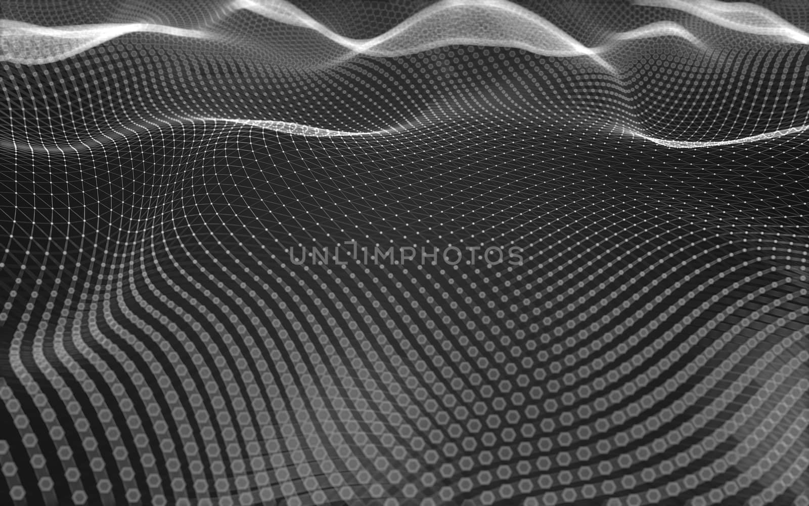 Abstract polygonal space low poly dark background with connecting dots and lines. Connection structure. 3d rendering