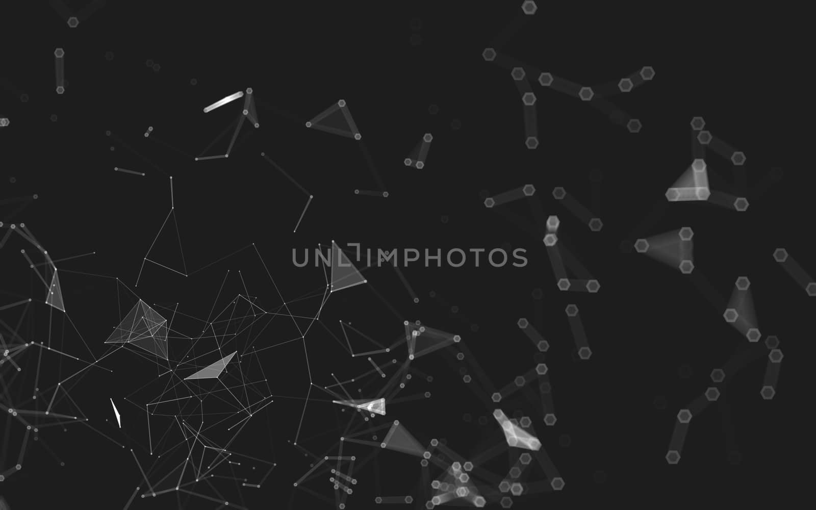 Abstract polygonal space low poly dark background, 3d rendering by teerawit