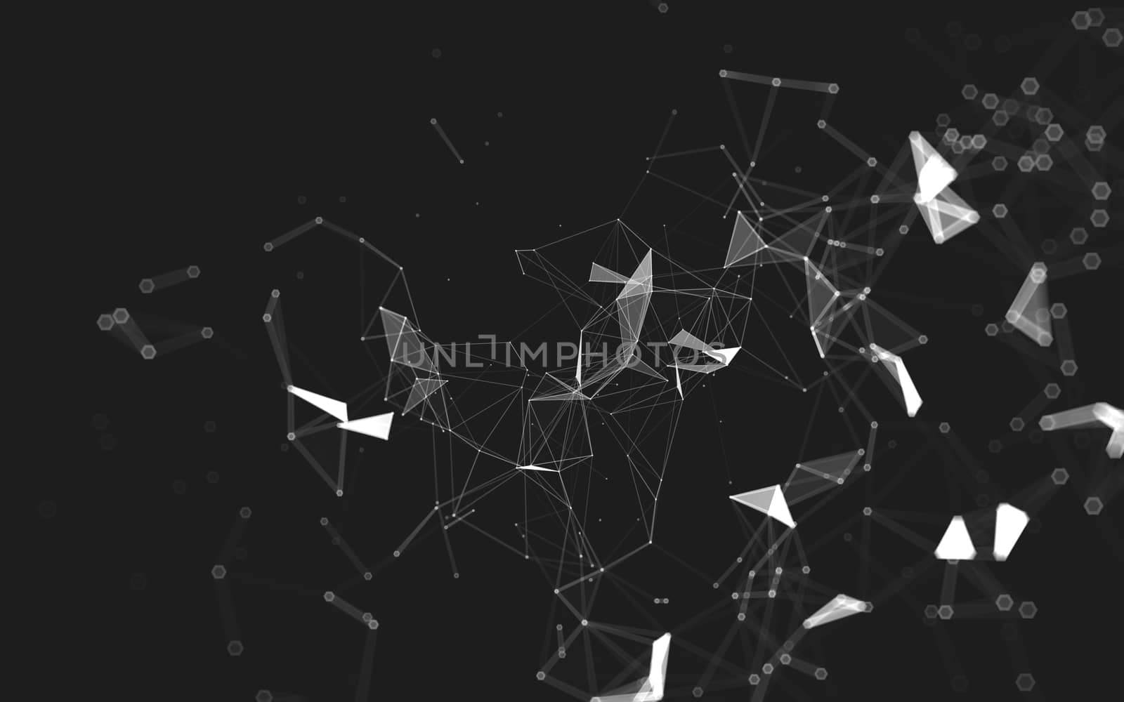 Abstract polygonal space low poly dark background with connecting dots and lines. Connection structure. 3d rendering