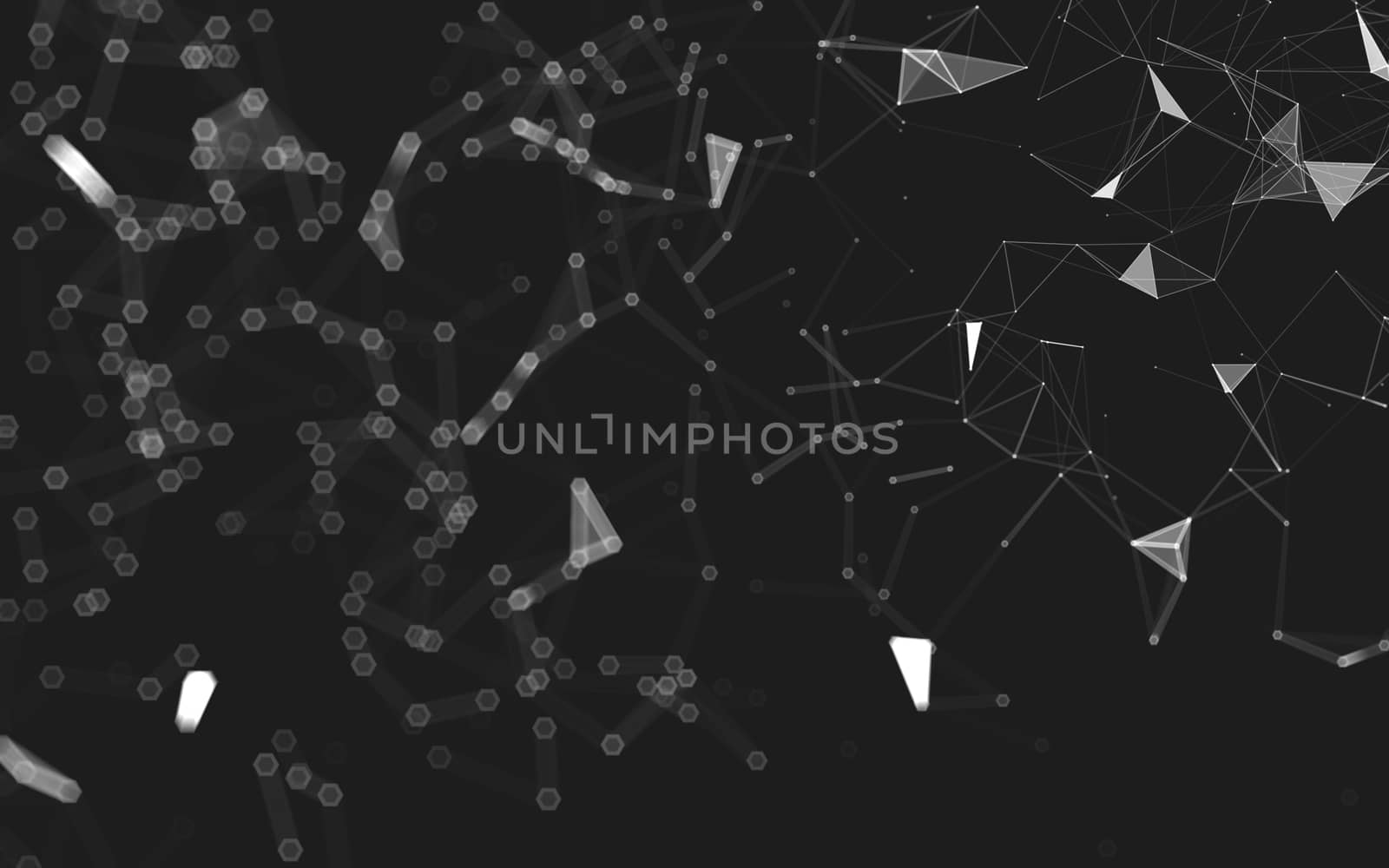 Abstract polygonal space low poly dark background with connecting dots and lines. Connection structure. 3d rendering