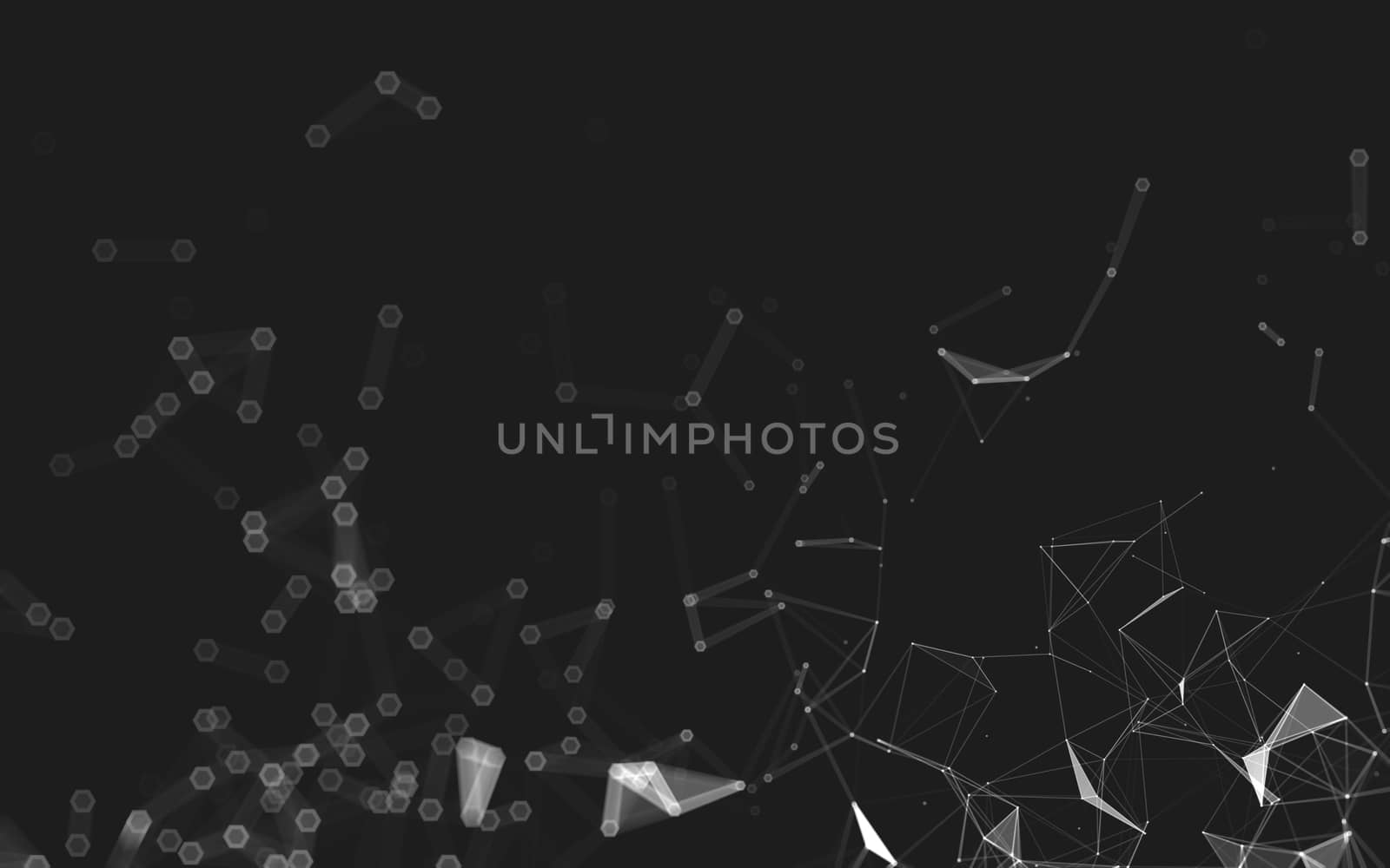 Abstract polygonal space low poly dark background, 3d rendering by teerawit