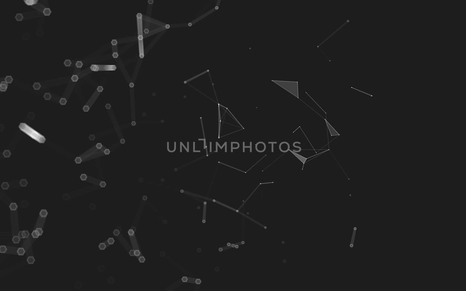 Abstract polygonal space low poly dark background with connecting dots and lines. Connection structure. 3d rendering