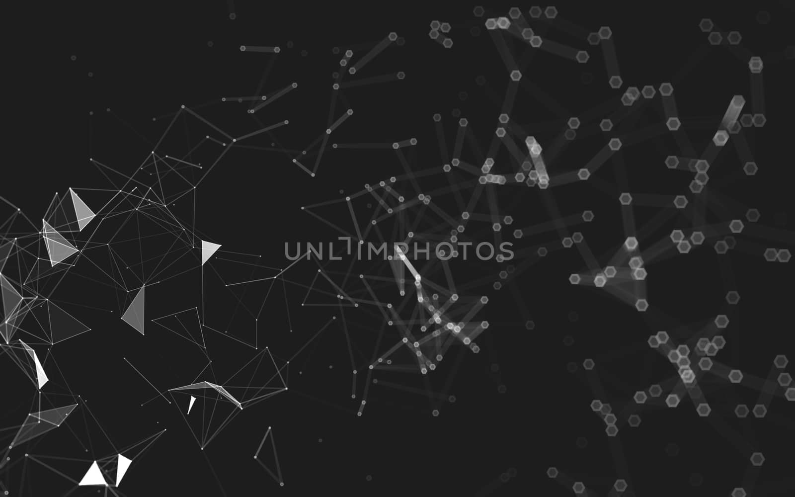 Abstract polygonal space low poly dark background, 3d rendering by teerawit