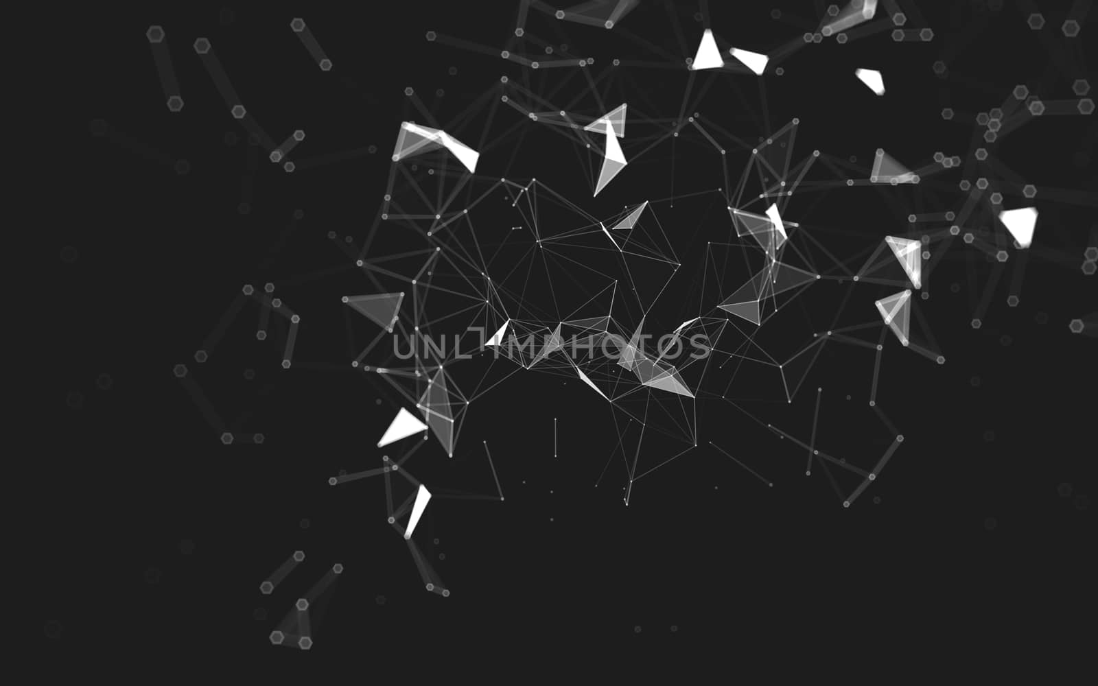 Abstract polygonal space low poly dark background, 3d rendering by teerawit