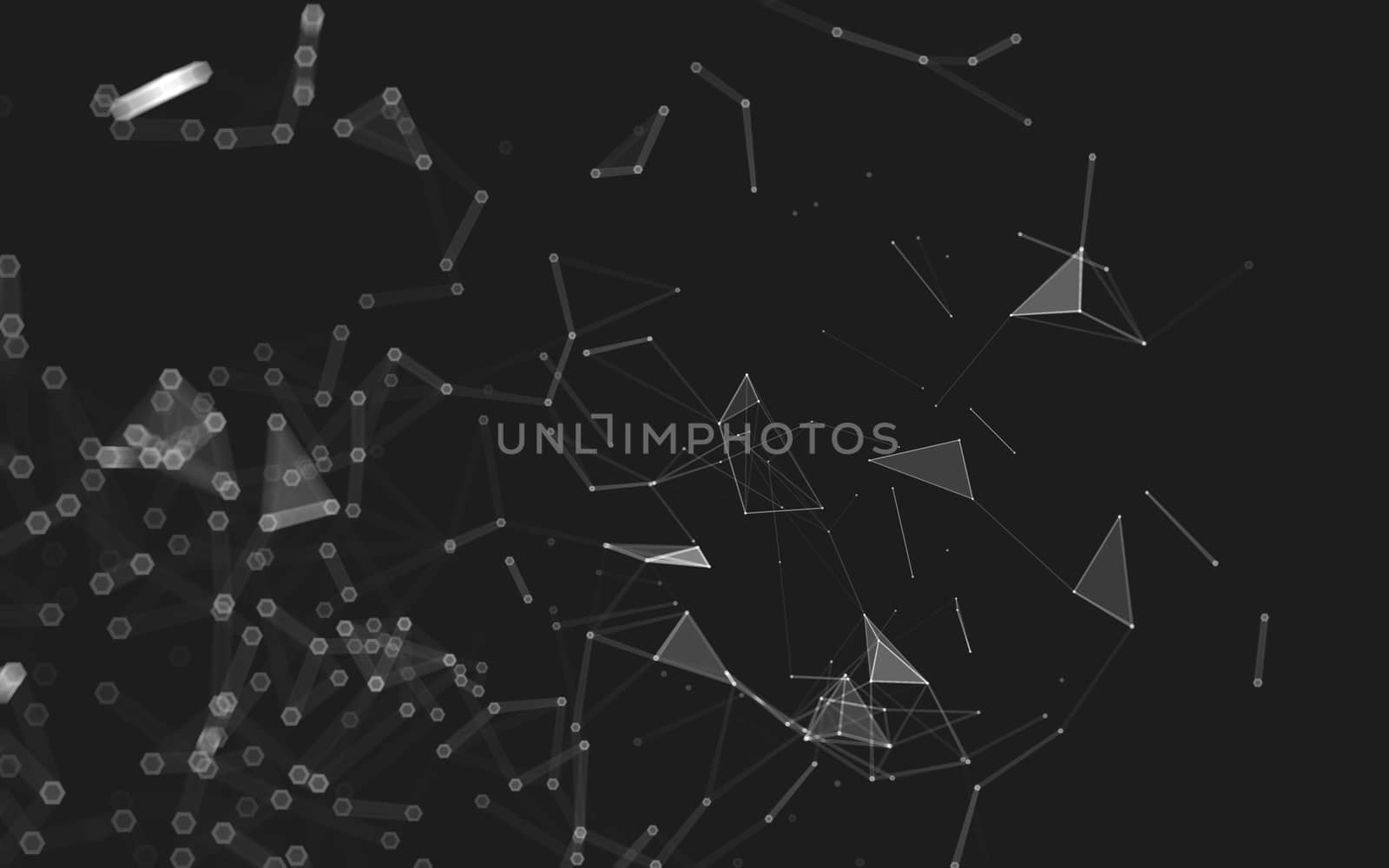 Abstract polygonal space low poly dark background, 3d rendering by teerawit