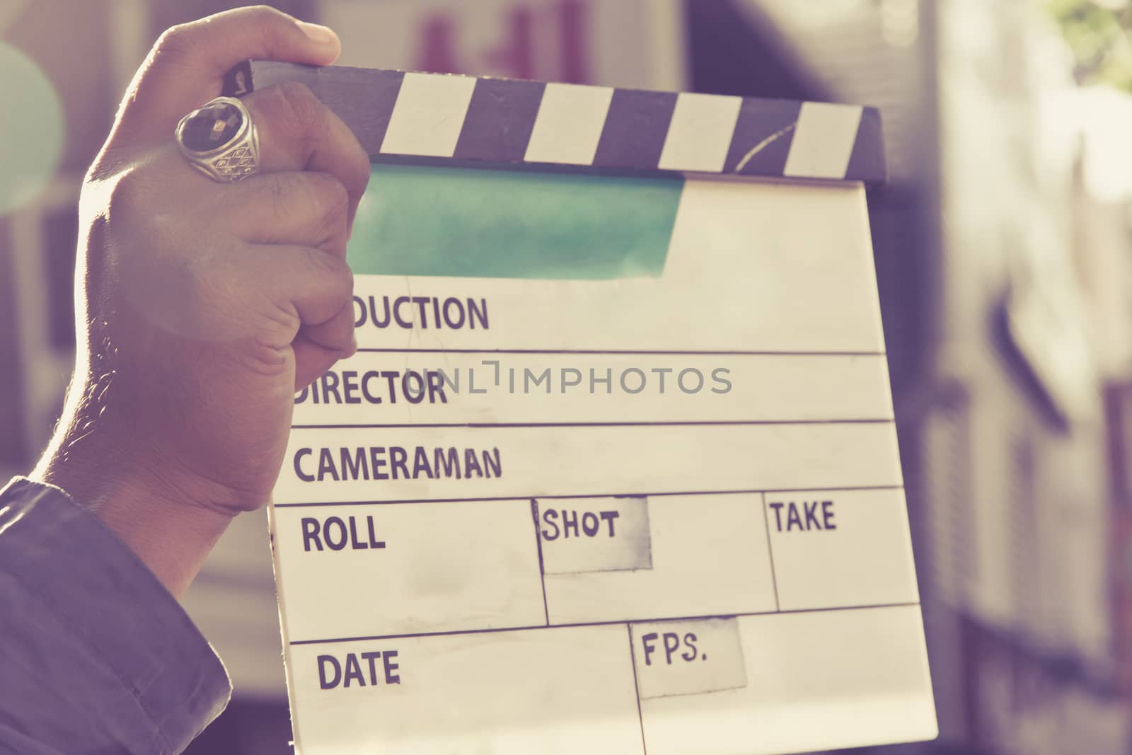behind the scene, Film Slate on set
