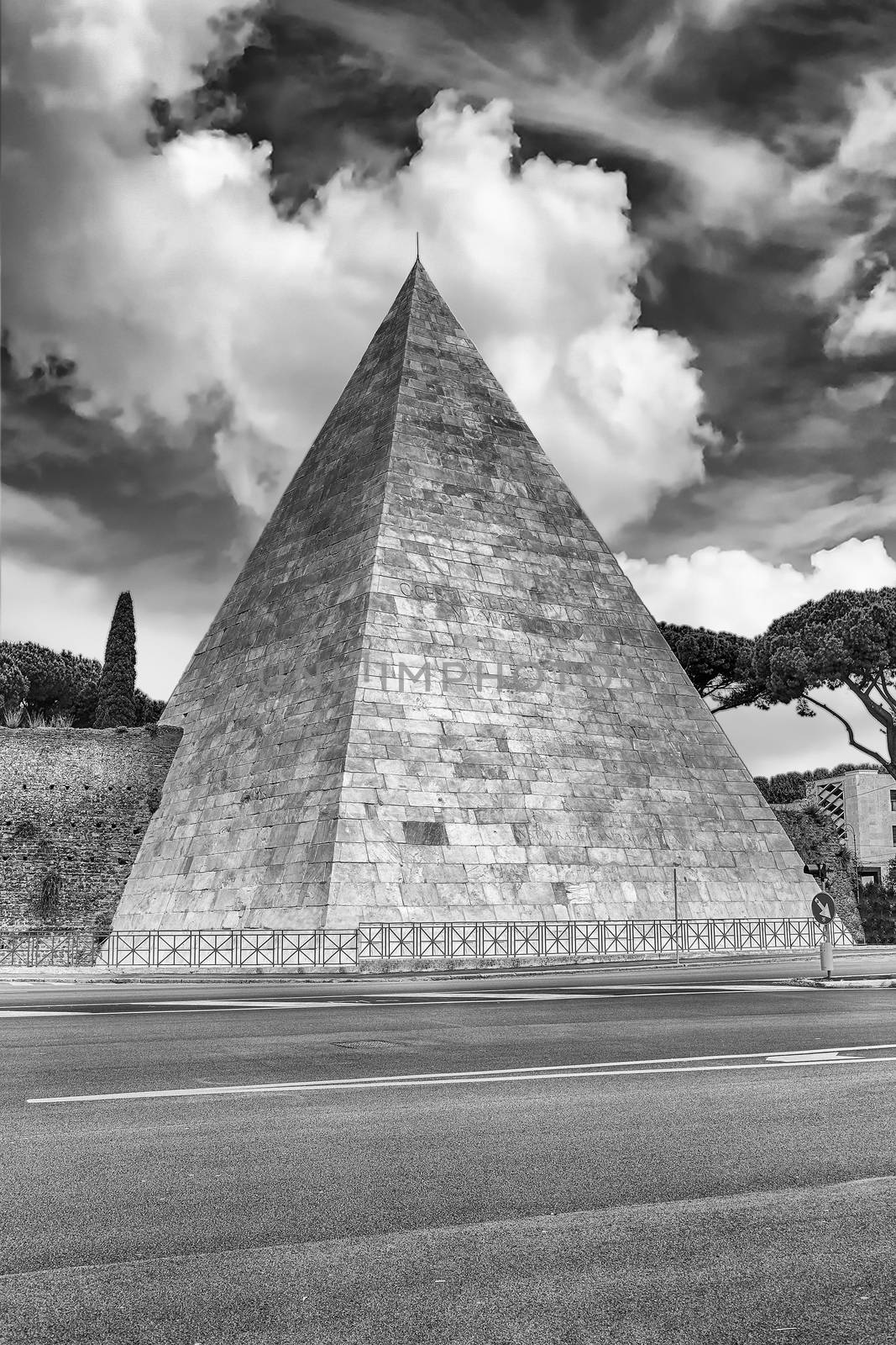 Pyramid of Cestius, iconic landmark in Rome, Italy by marcorubino