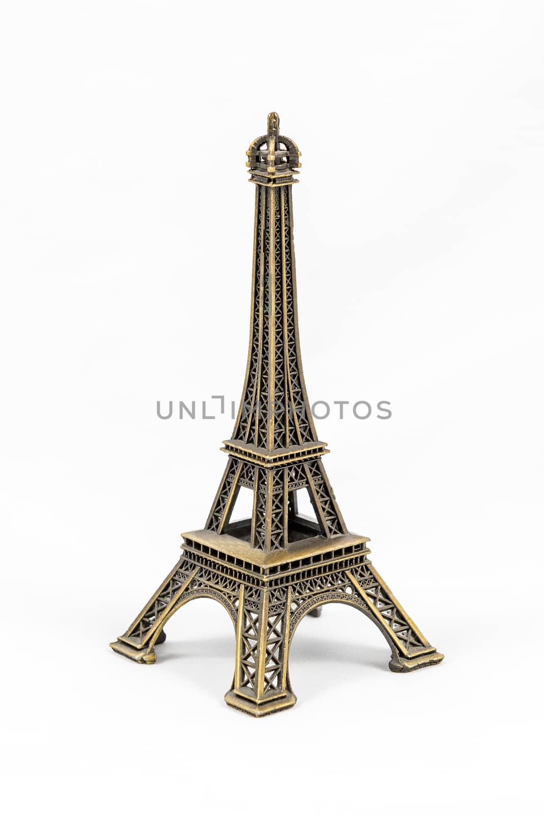 Bronze Eiffel Tower model, isolated on white background by marcorubino