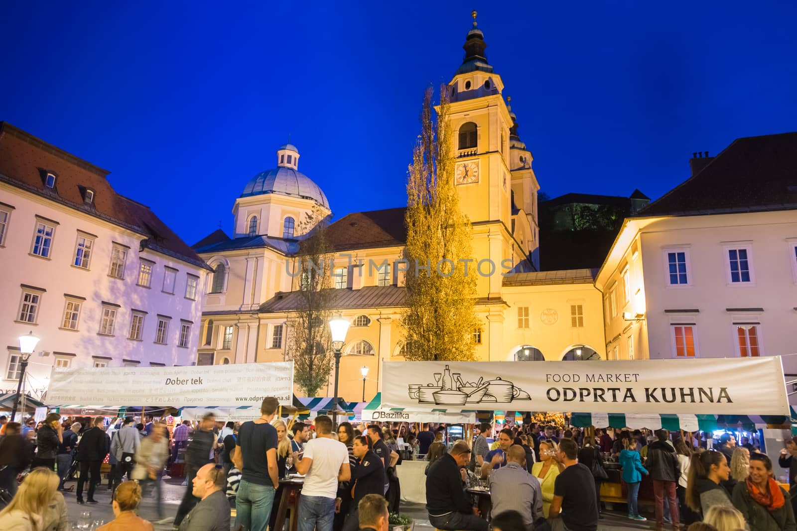 Ljubljana, Slovenia - October 10: Open kitchen is a unique food market in Ljubljana, an award winning urban touristic project. Shot on October 10th, 2014, Ljubljana, Slovenia. 