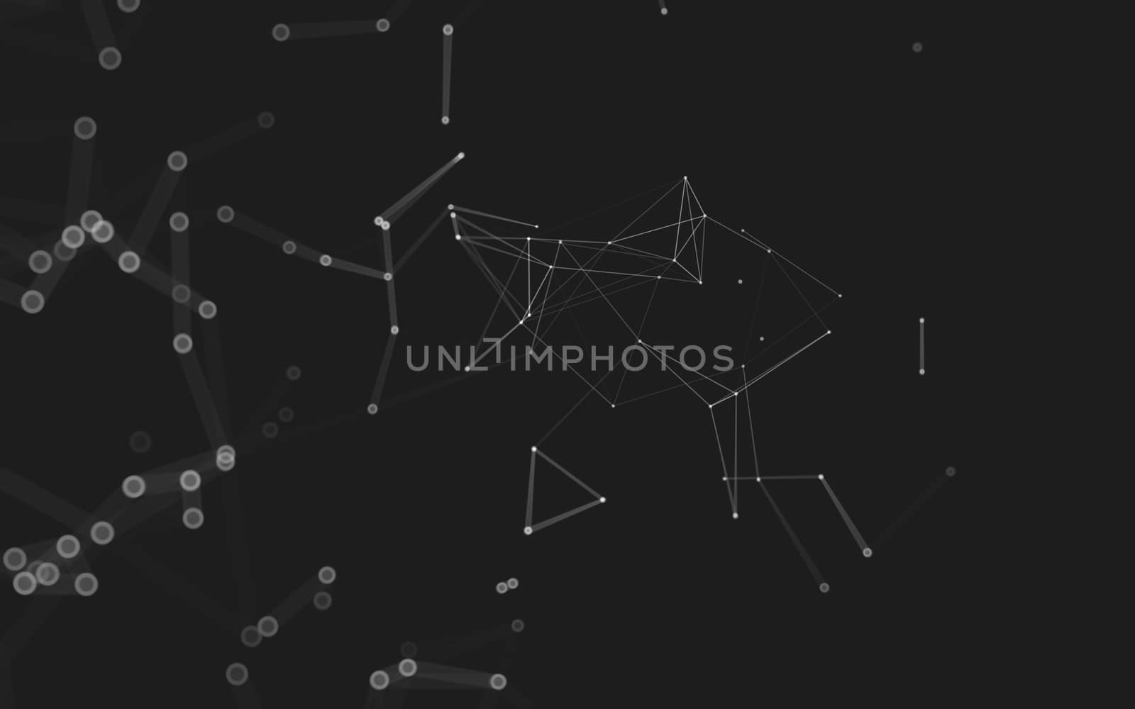 Abstract polygonal space low poly dark background with connecting dots and lines. Connection structure. 3d rendering