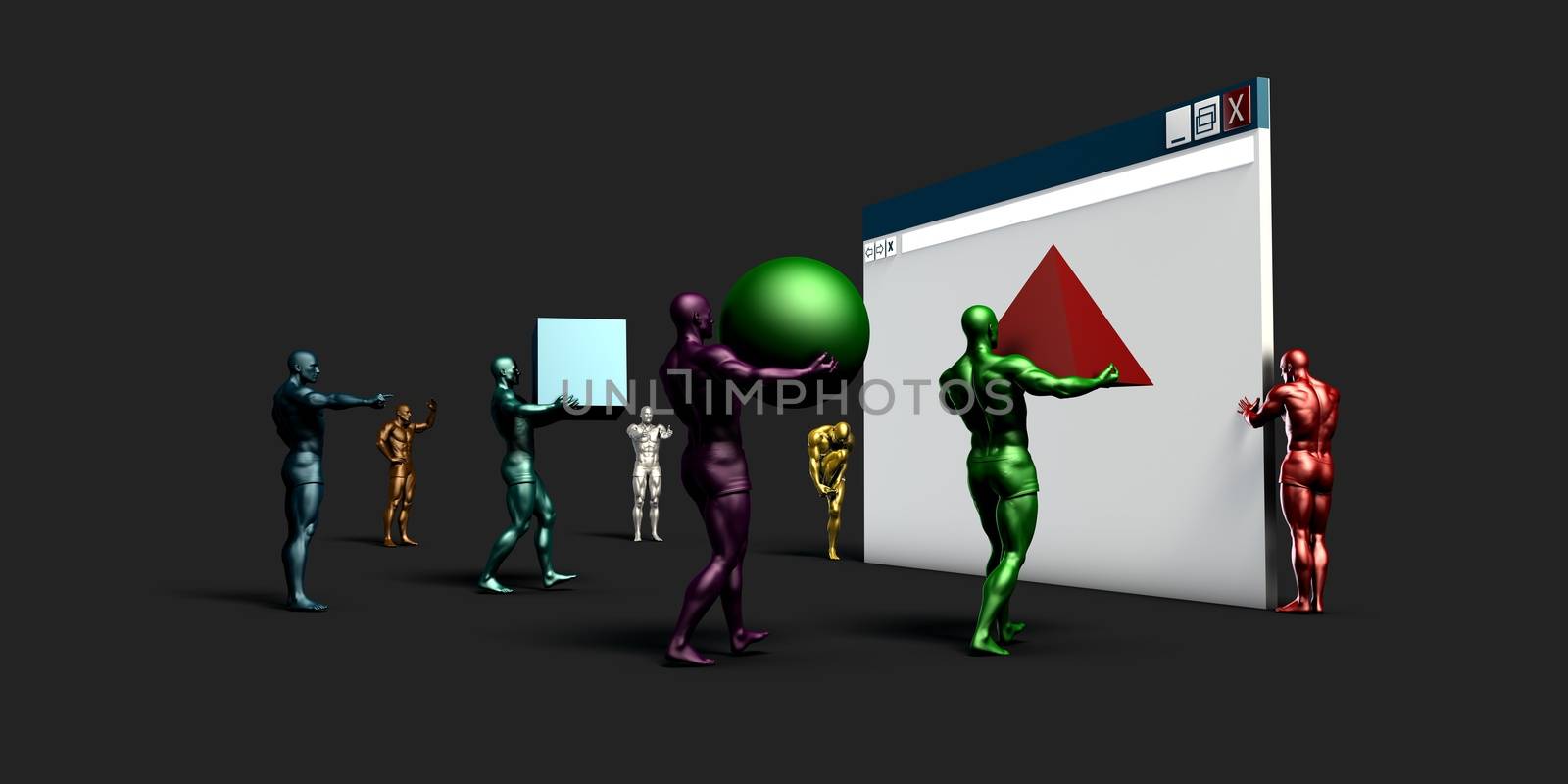 Web Design Concept with Small Workers Creating Website