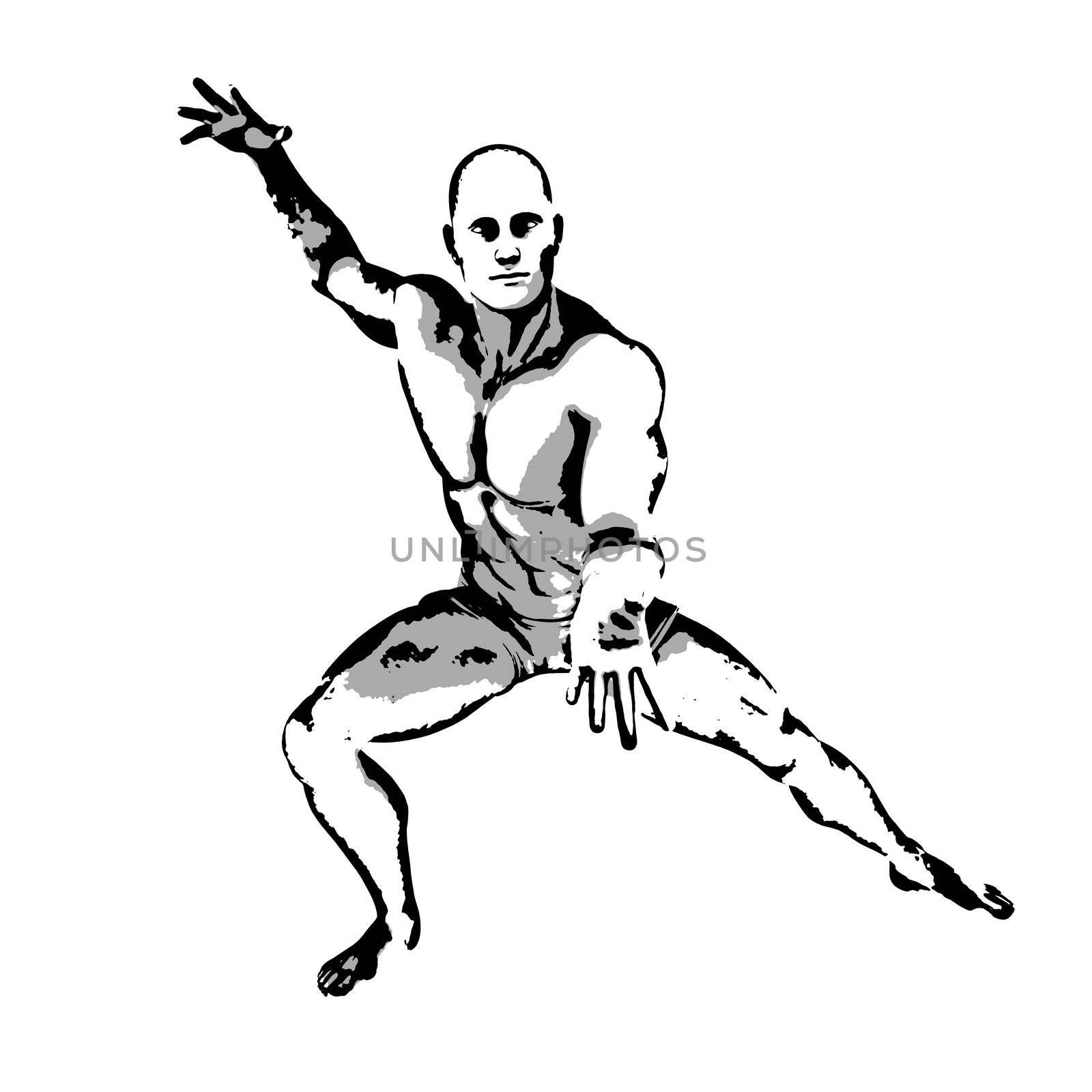 Comic Book Hero Pose in Sketch Ink Illustration