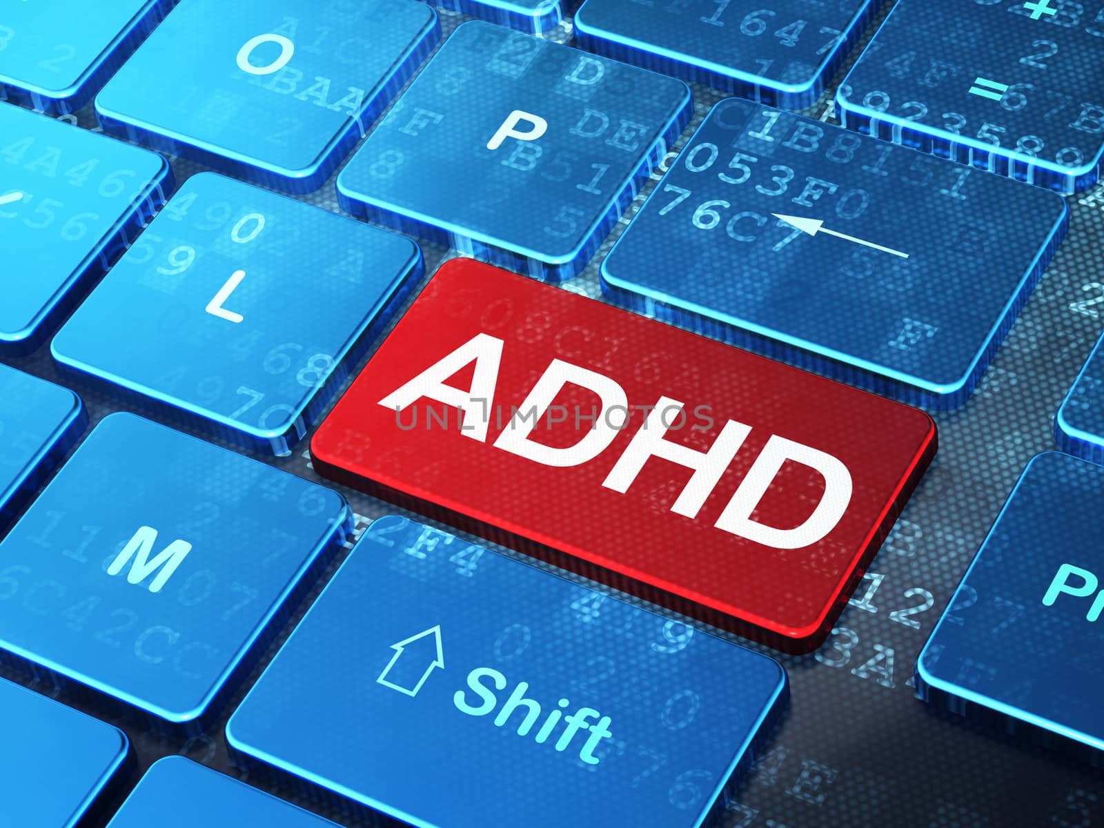 Healthcare concept: ADHD on computer keyboard background by maxkabakov