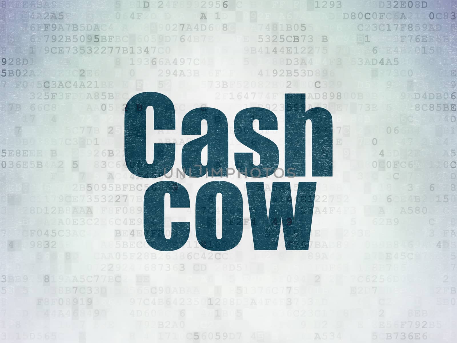 Finance concept: Painted blue word Cash Cow on Digital Data Paper background