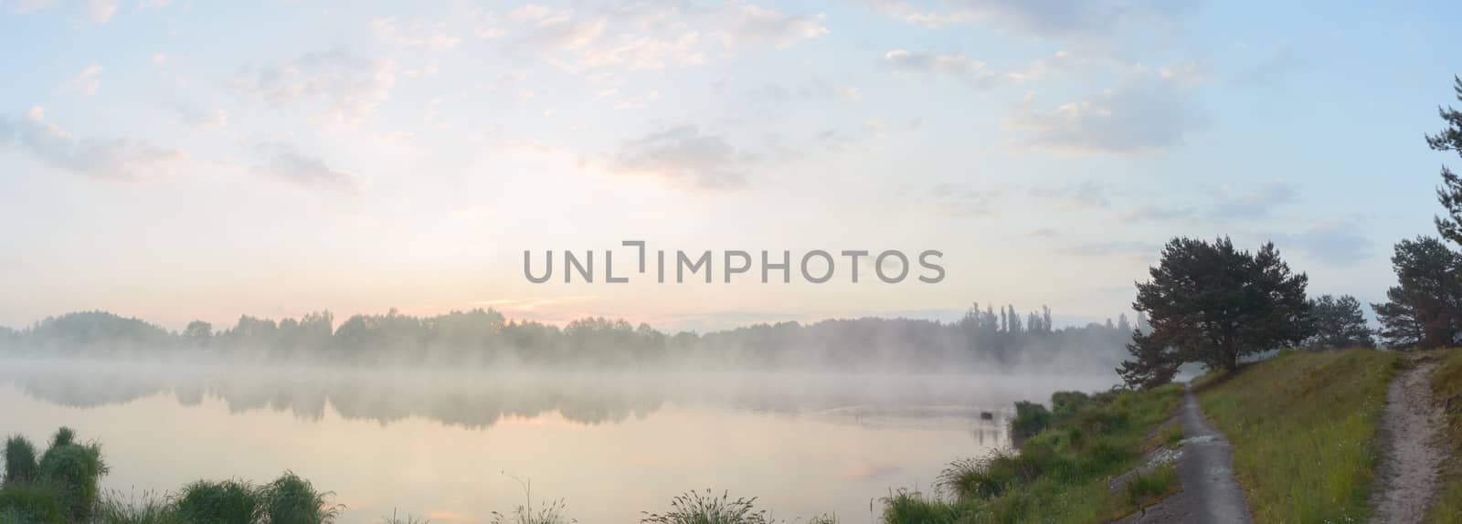 blue lake with cloudy sky, nature series