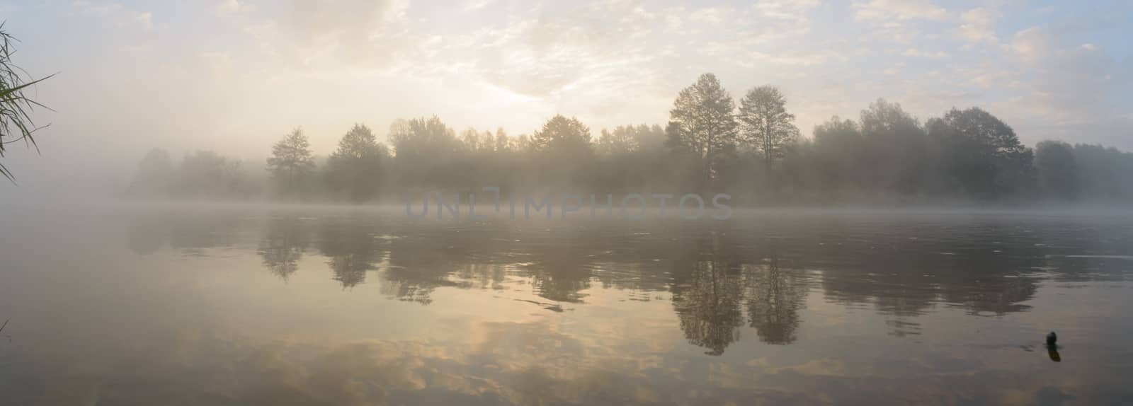 blue lake with cloudy sky, nature series
