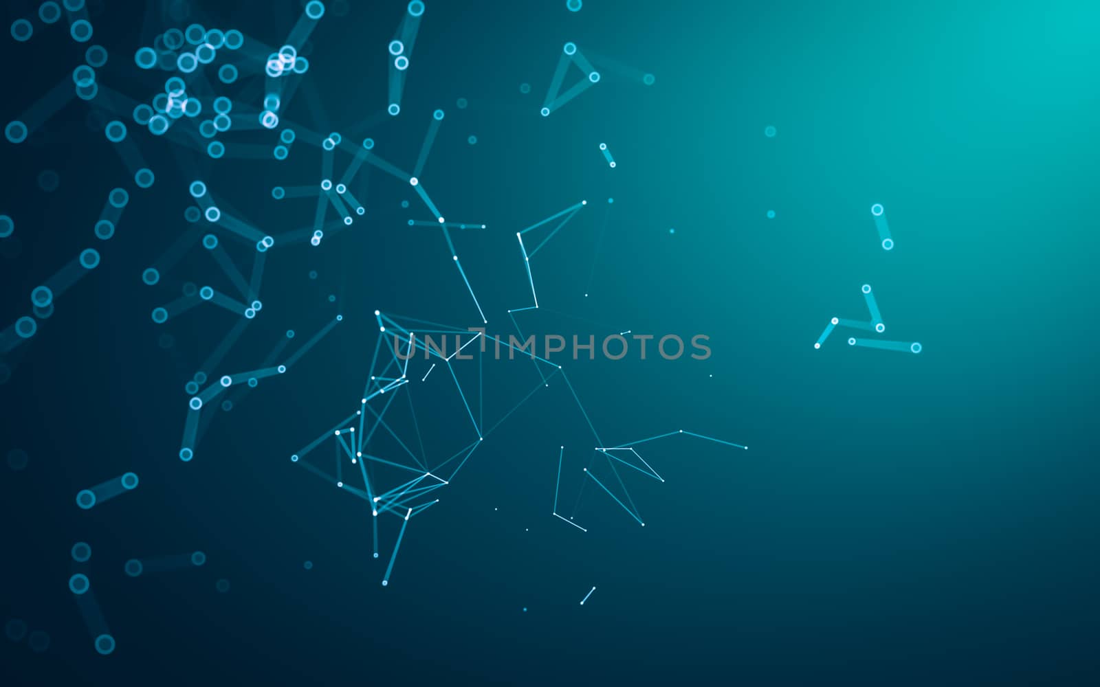 Abstract polygonal space low poly dark background with connecting dots and lines. Connection structure. 3d rendering