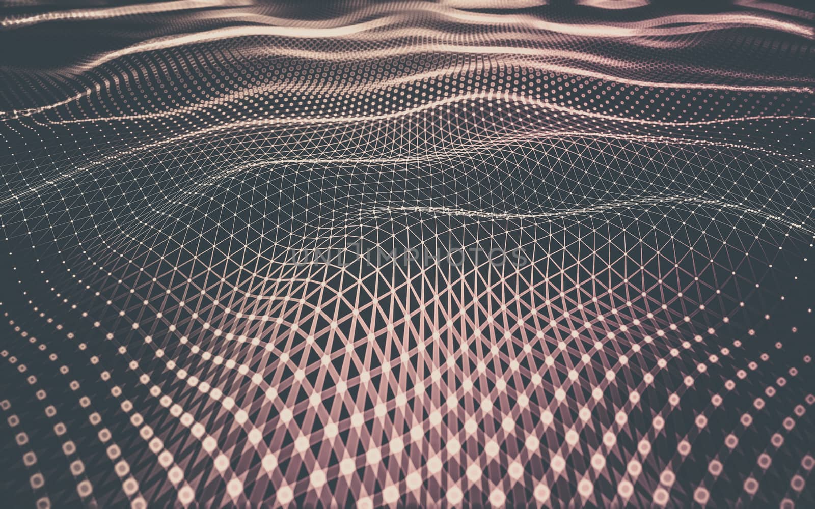 Abstract polygonal space low poly dark background with connecting dots and lines. Connection structure. 3d rendering