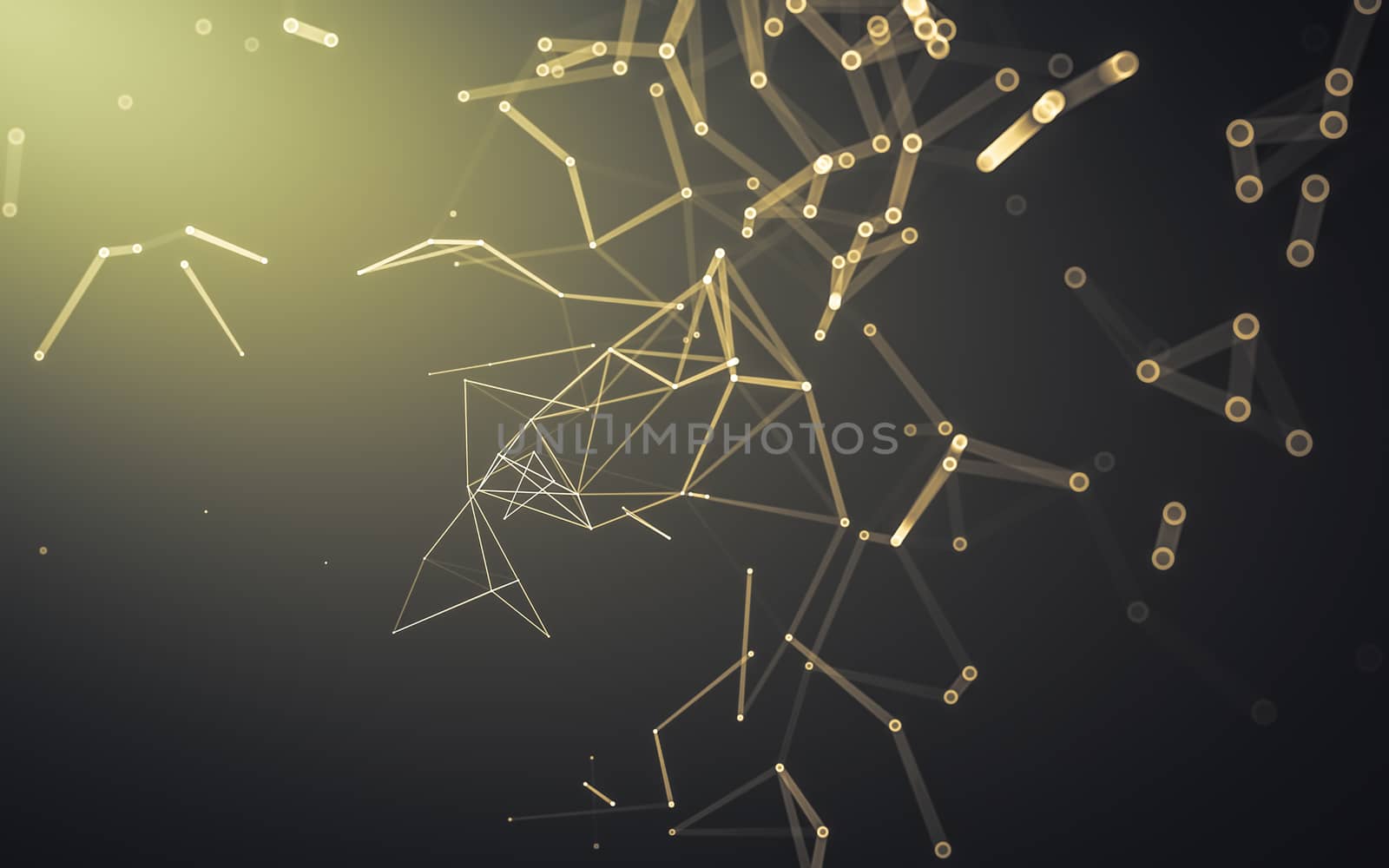 Abstract polygonal space low poly dark background with connecting dots and lines. Connection structure. 3d rendering