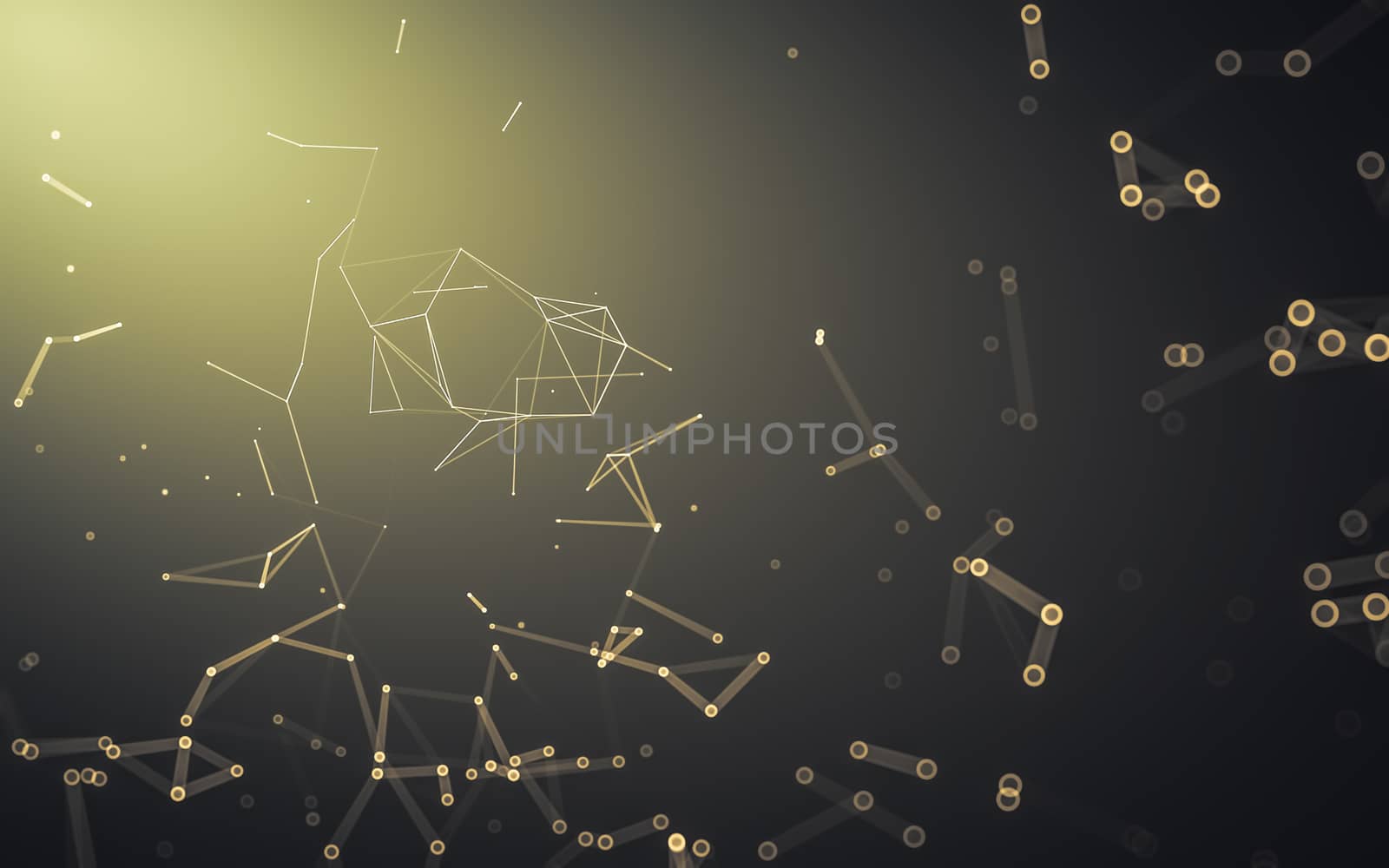 Abstract polygonal space low poly dark background, 3d rendering by teerawit