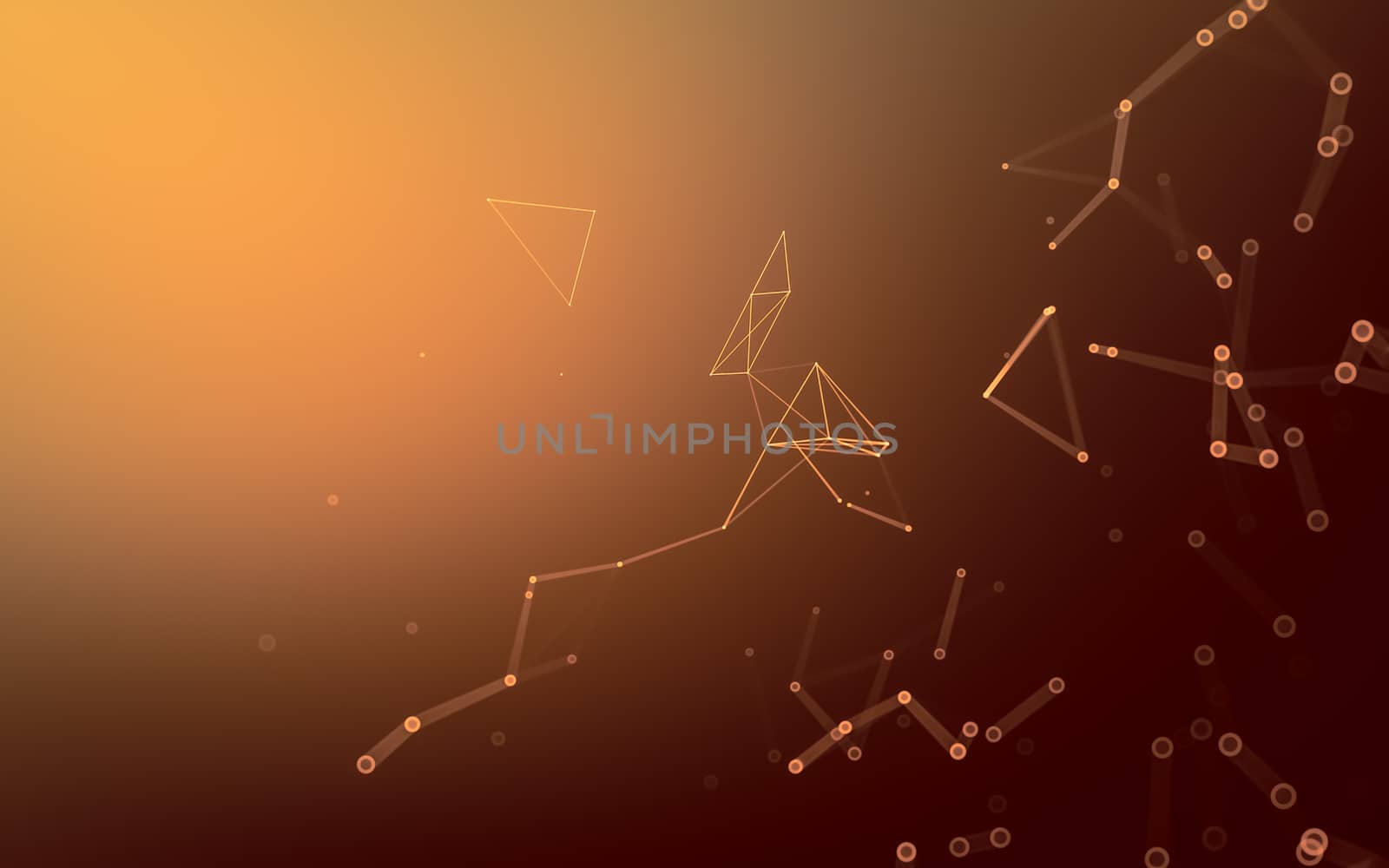 Abstract polygonal space low poly dark background with connecting dots and lines. Connection structure. 3d rendering