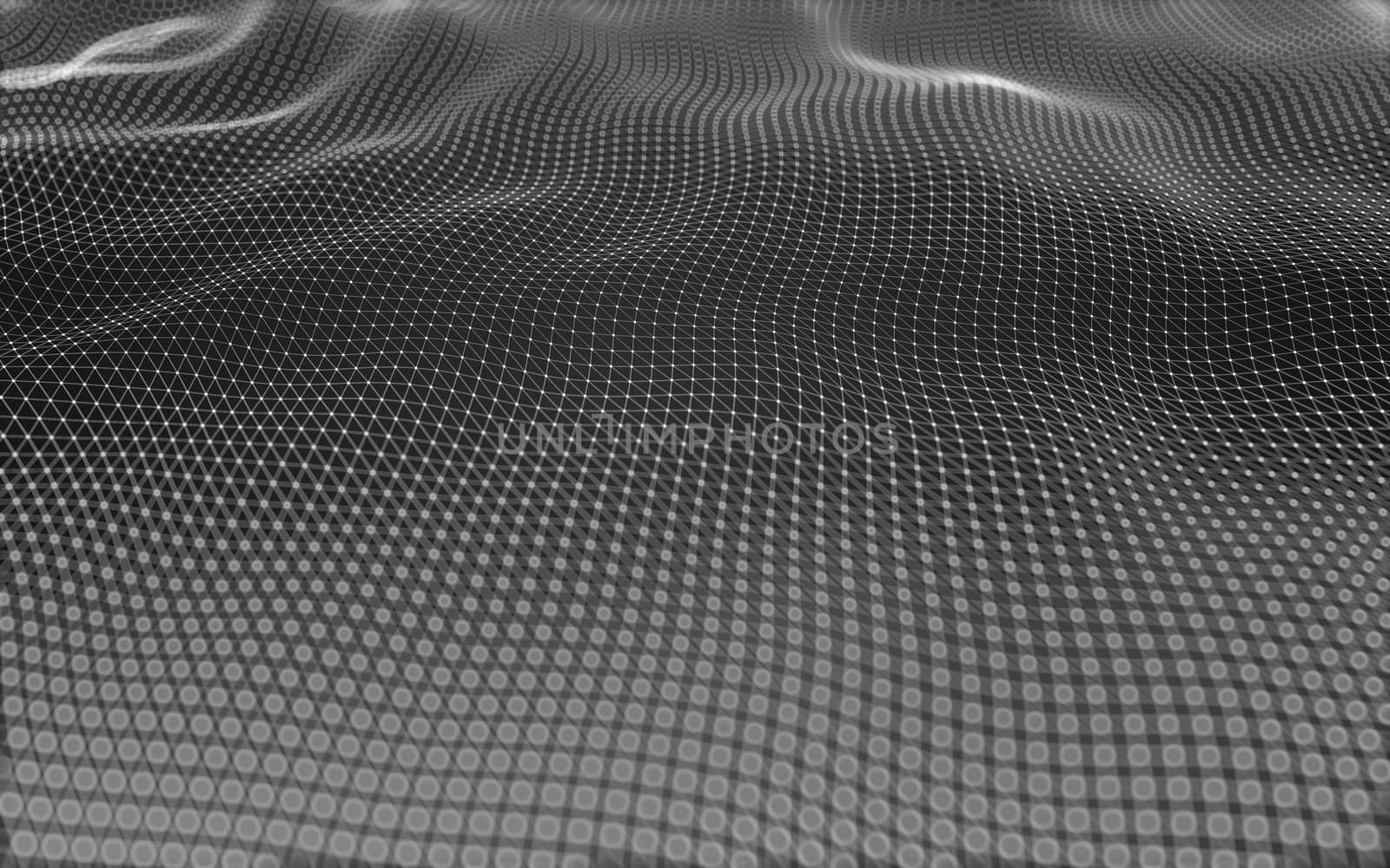 Abstract polygonal space low poly dark background with connecting dots and lines. Connection structure. 3d rendering