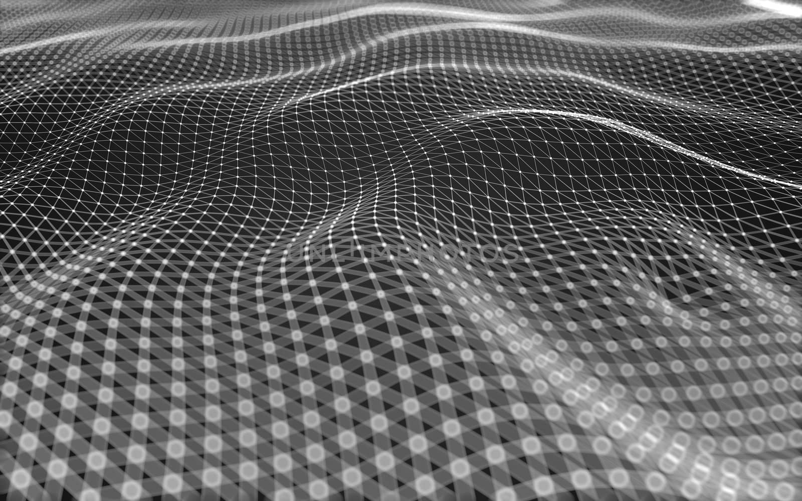 Abstract polygonal space low poly dark background with connecting dots and lines. Connection structure. 3d rendering