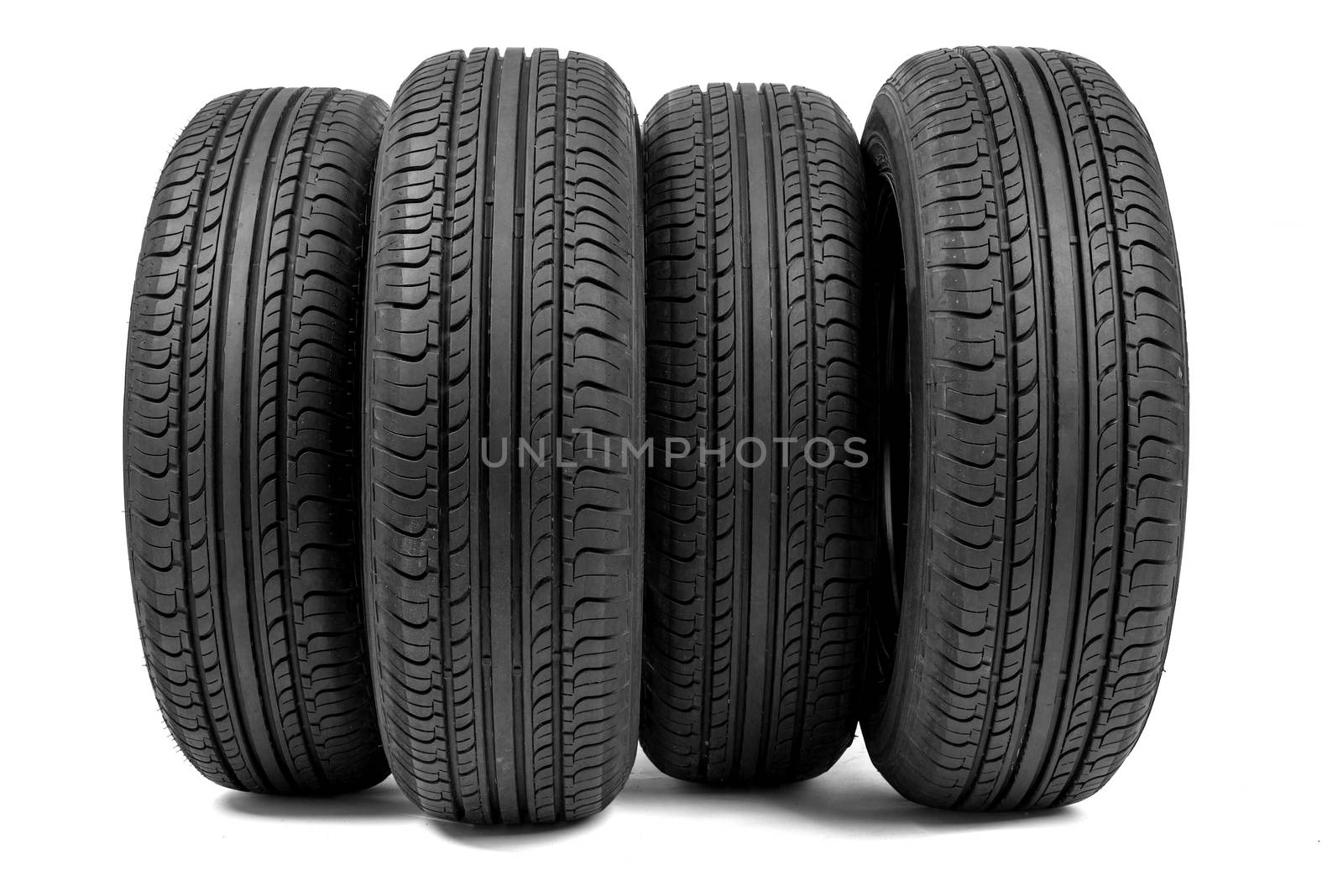 Stack of wheels. Isolated on white background