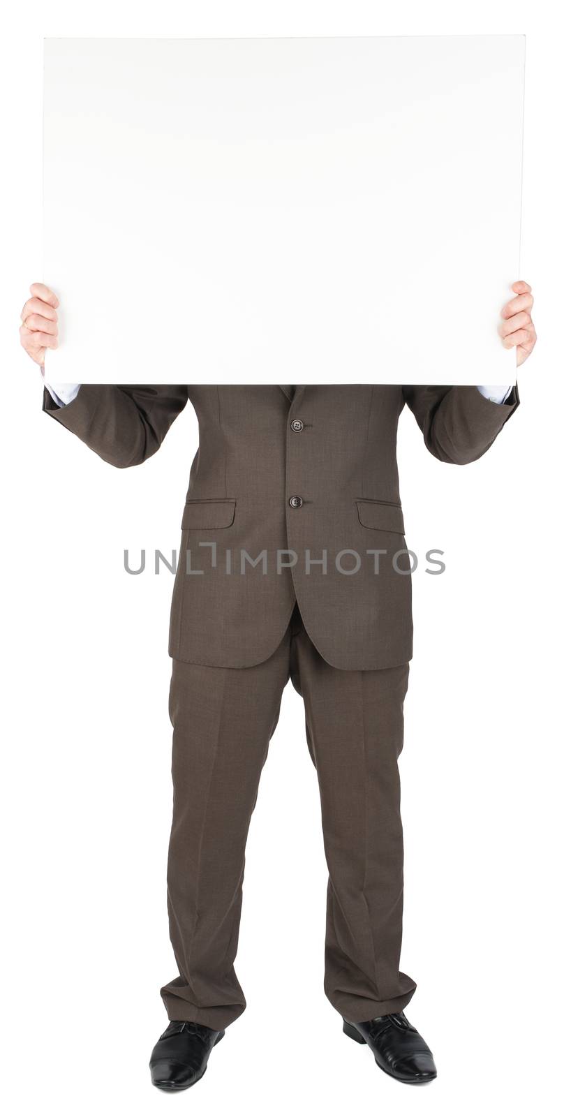 Man holding blank poster by cherezoff