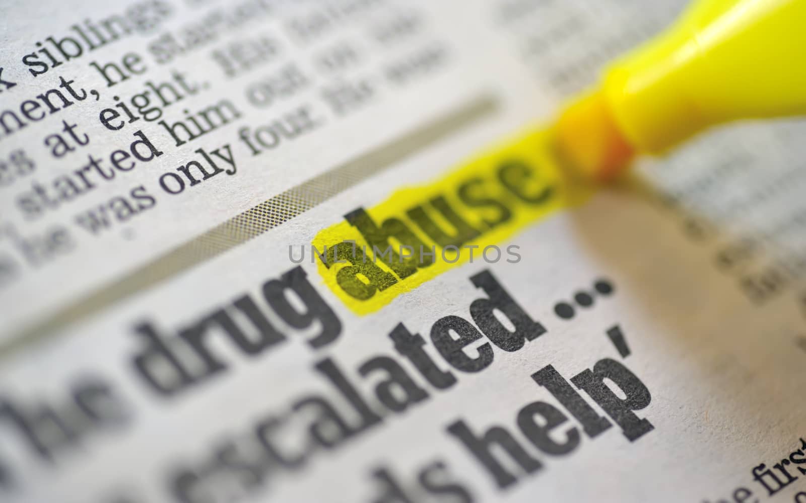 drug abuse word text highlighted