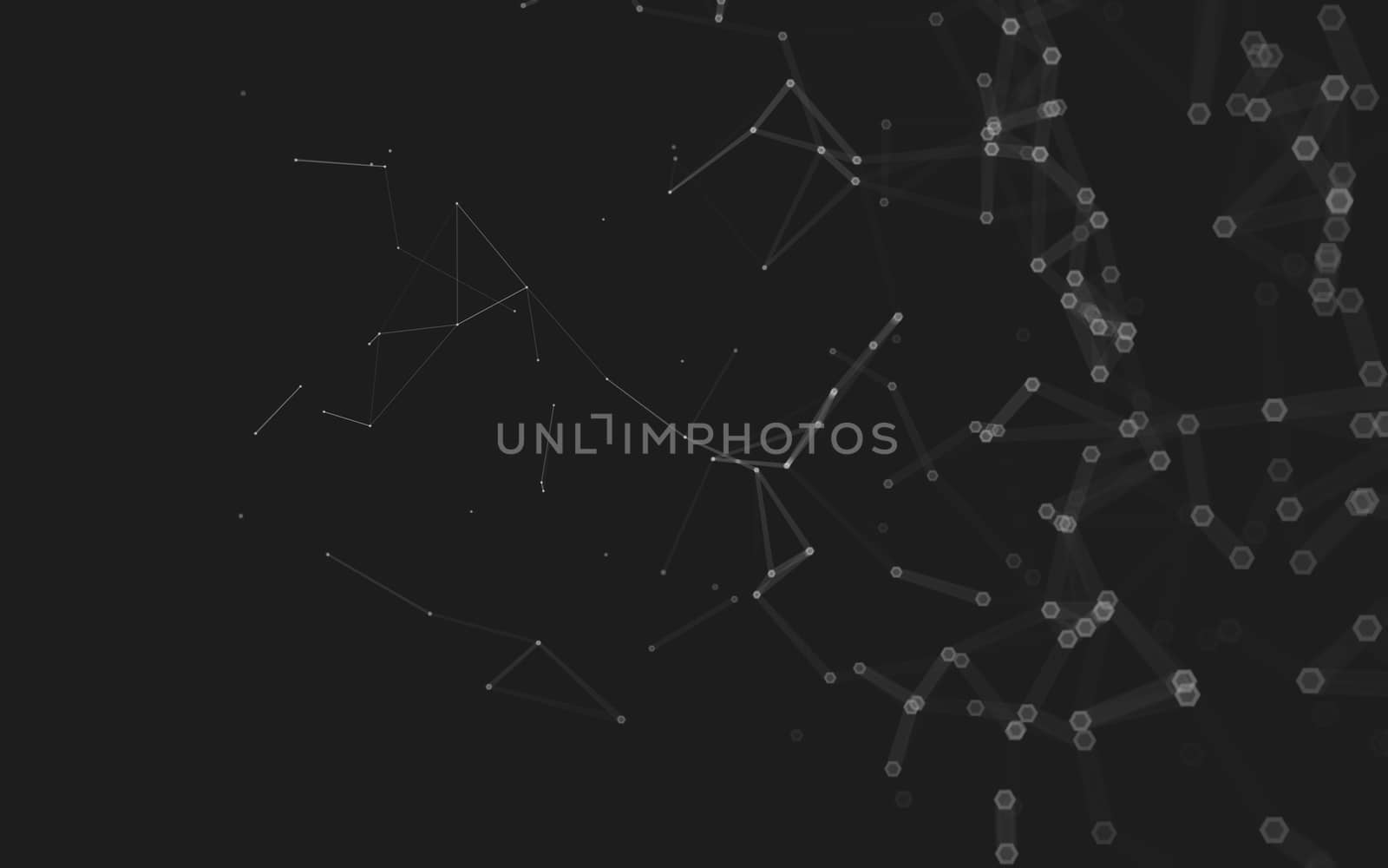 Abstract polygonal space low poly dark background with connecting dots and lines. Connection structure. 3d rendering