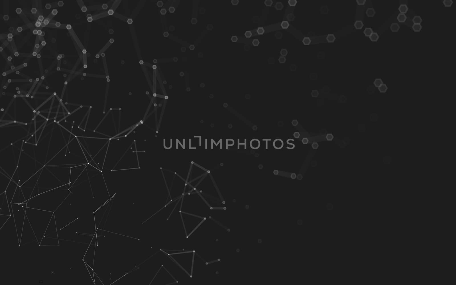 Abstract polygonal space low poly dark background with connecting dots and lines. Connection structure. 3d rendering