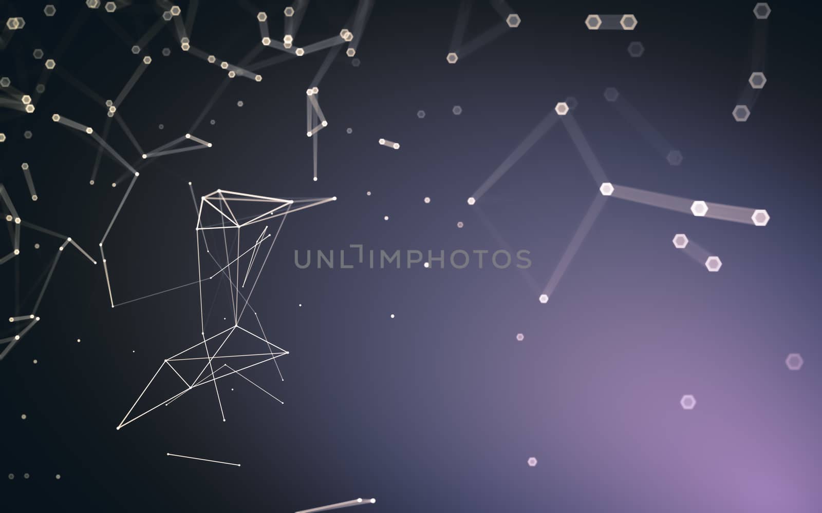 Abstract polygonal space low poly dark background with connecting dots and lines. Connection structure. 3d rendering