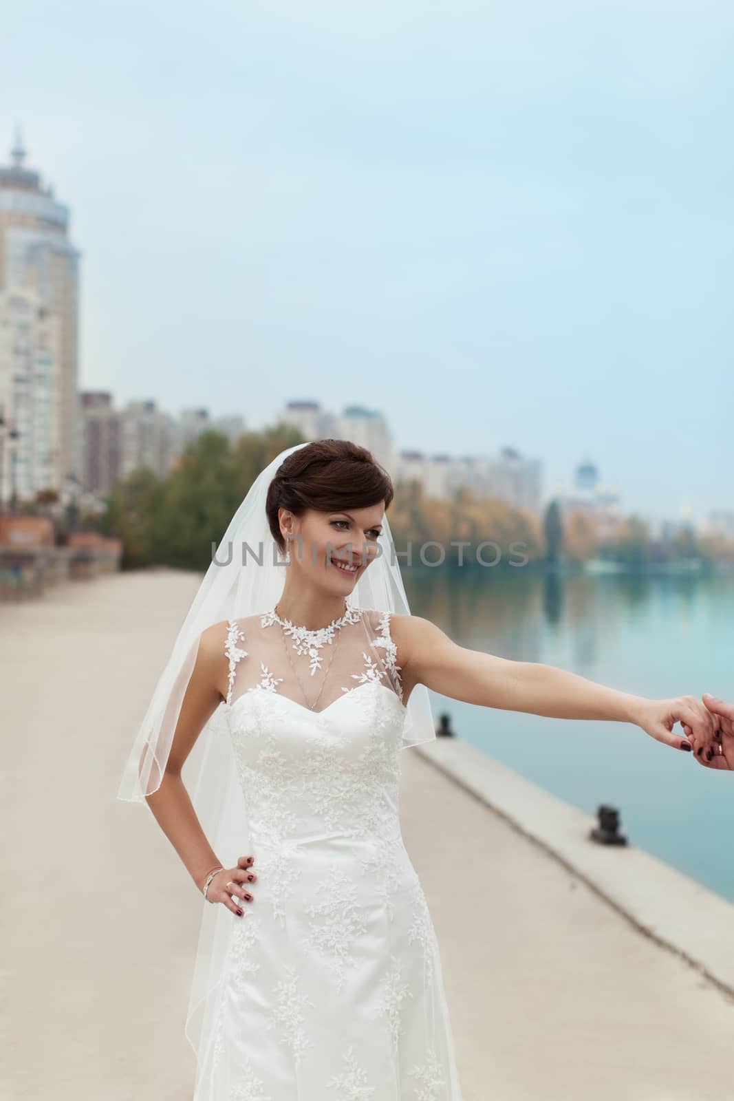 Portrait of a sensual bride in vintage dress