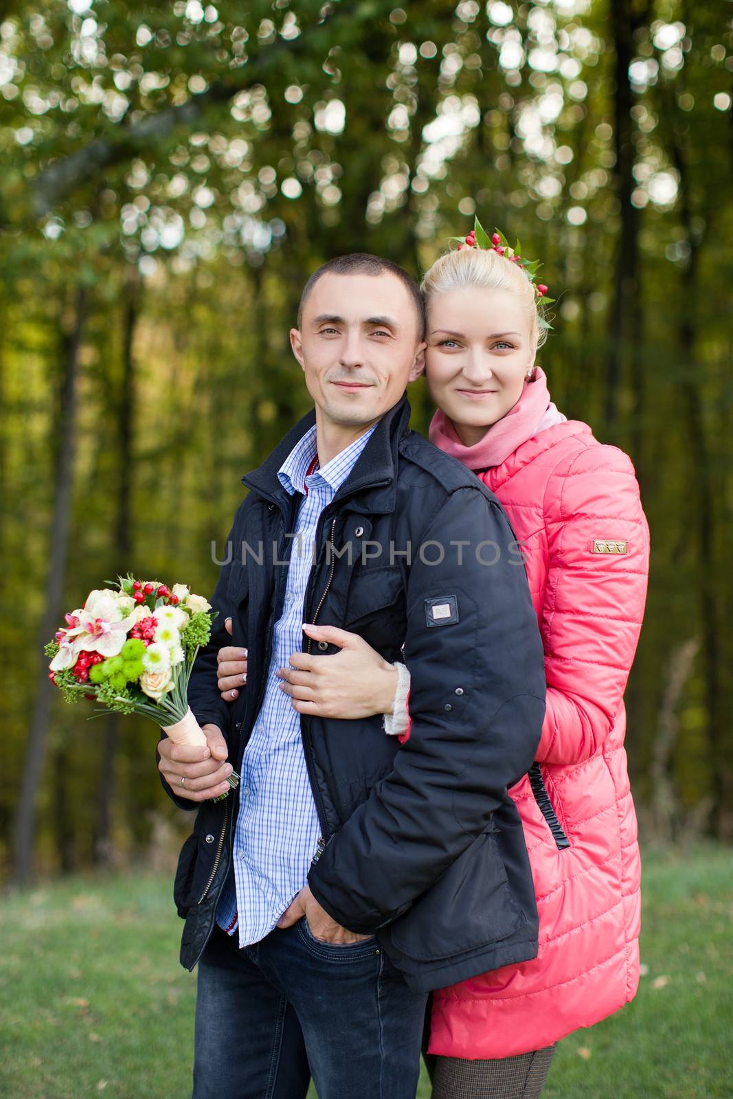 Boy and girl on a walk in the countryside