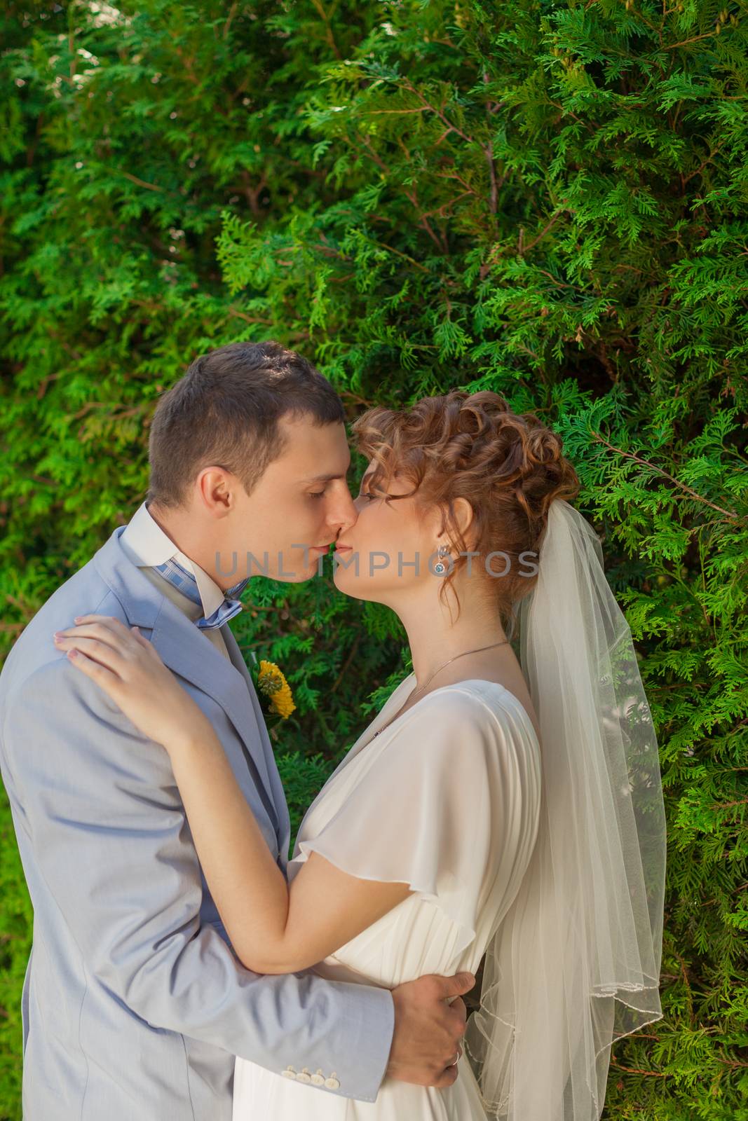 The groom kisses the bride tenderly by lanser314