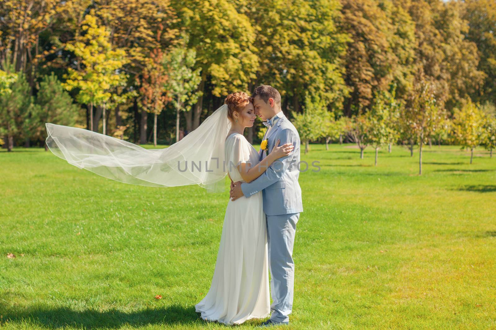 Sensual portrait of young elegant just married pair