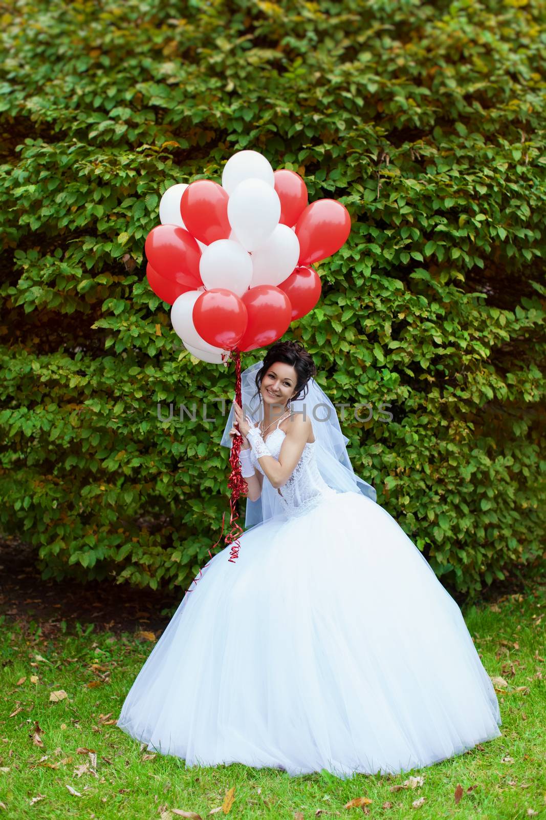 Portrait of a bride in a white dress