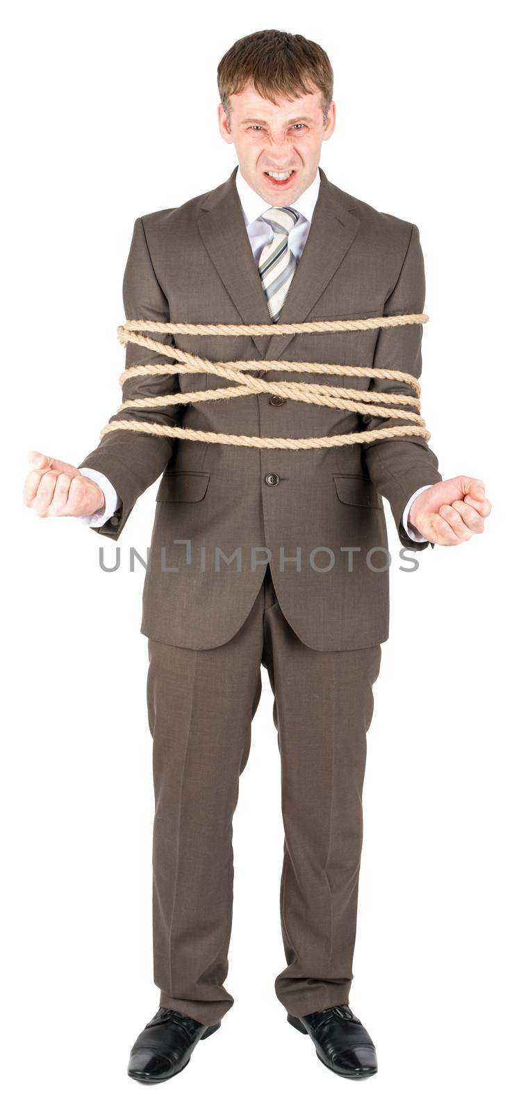 Businessman tied with rope by cherezoff
