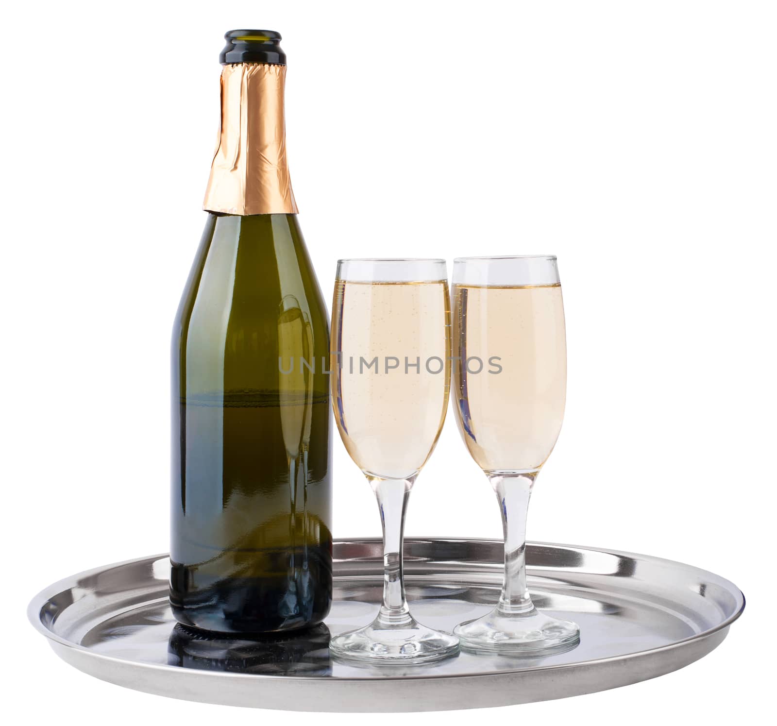 Champagne bottle and glasses by cherezoff
