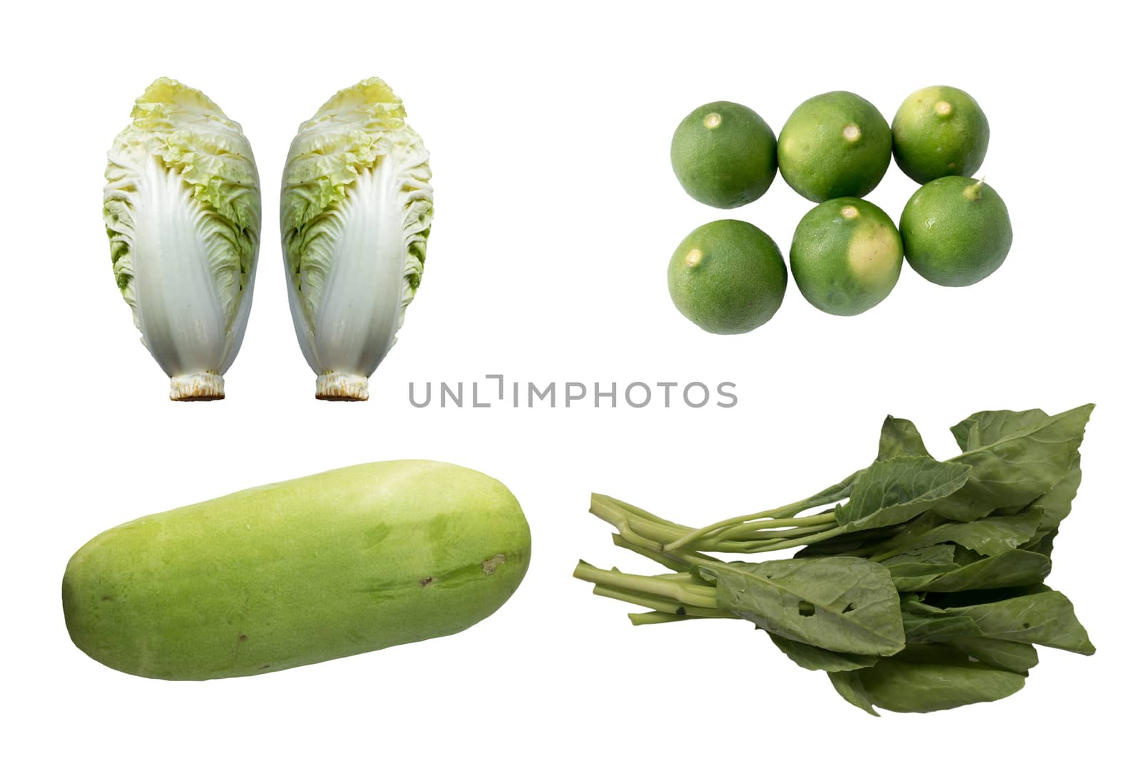 Four kinds of vegetables isolated on white