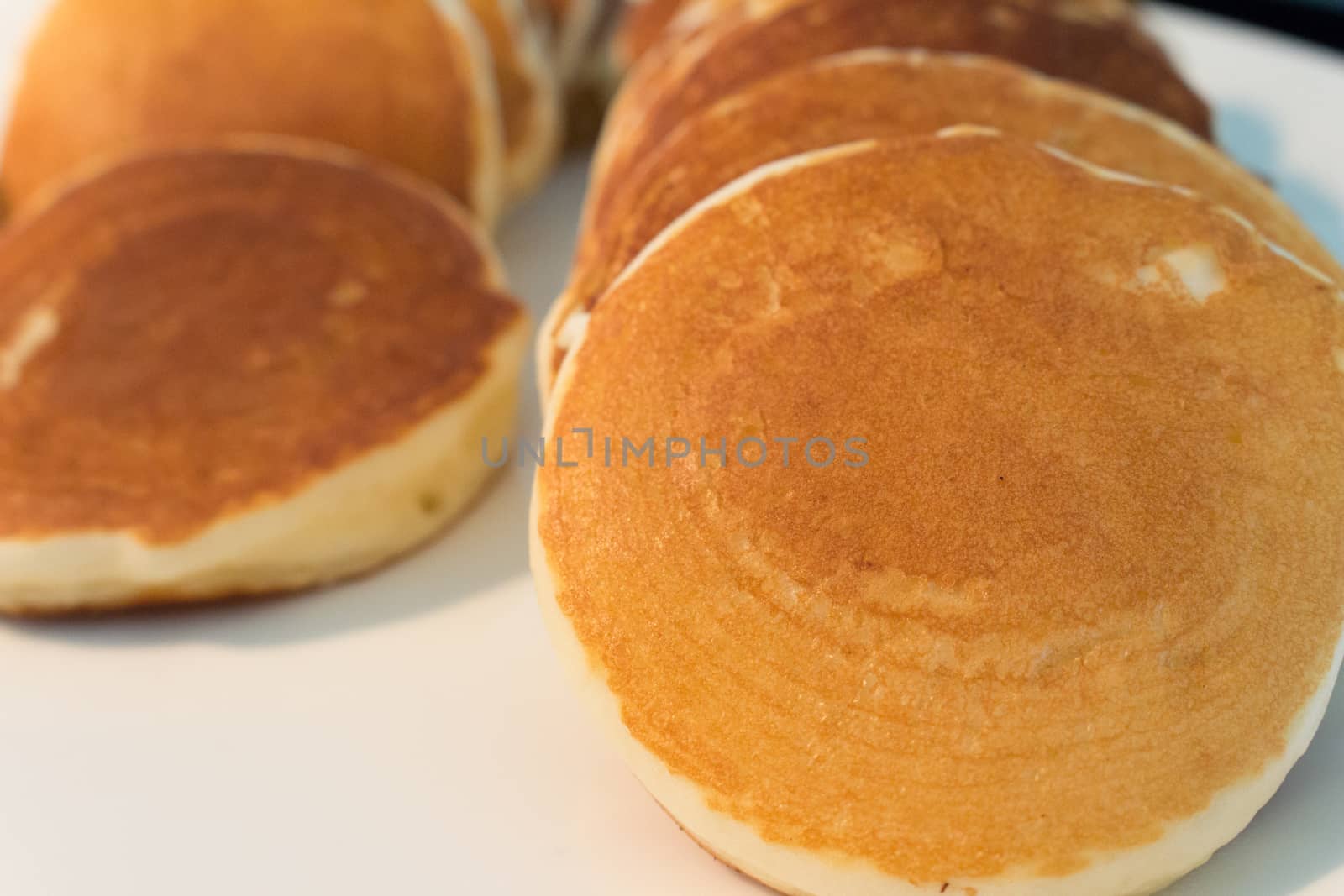 closeup of tray with Dorayaki on dinning table