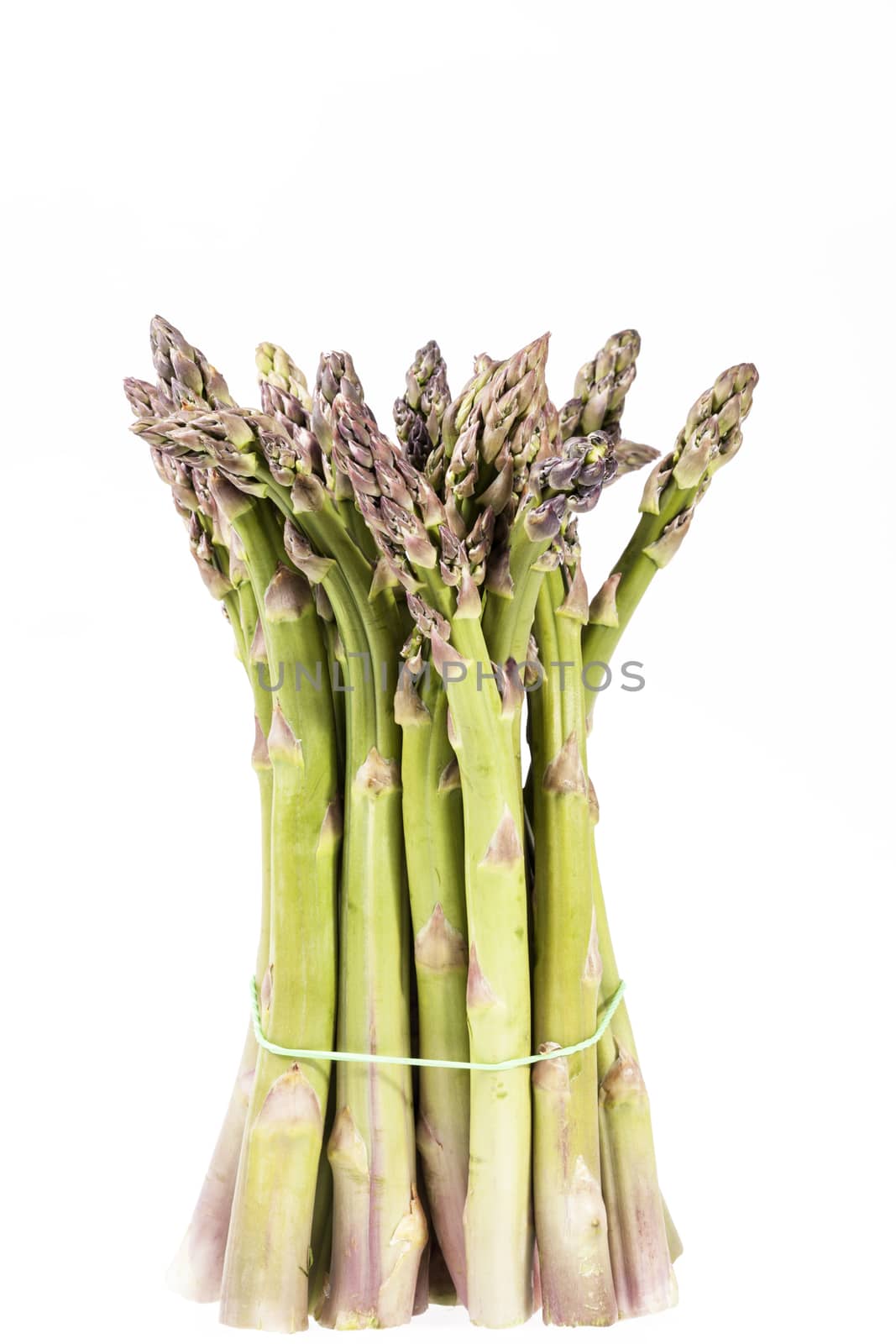 heap of green asparagus  vegetables isolated on white background.